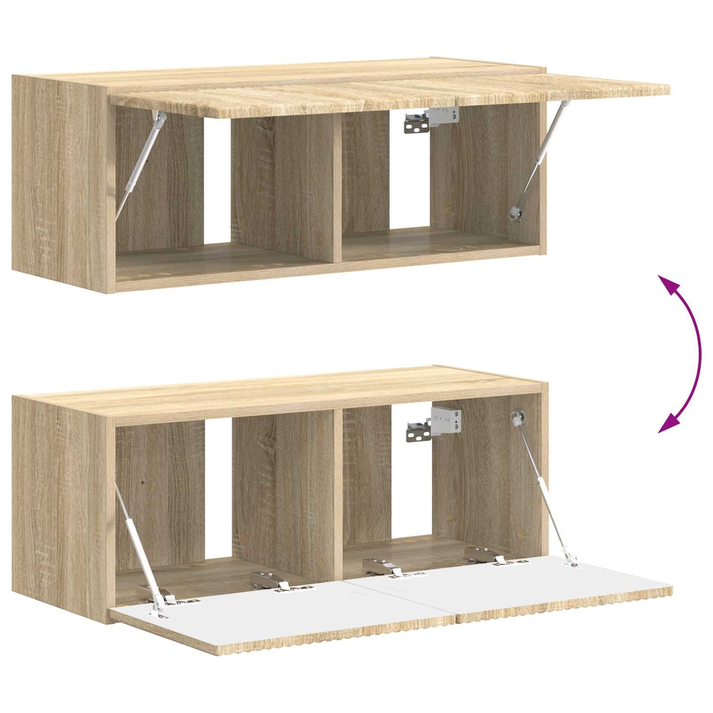 Tv-meubelset Wandgemonteerd 4 pcs Sonoma Eiken Bewerkt hout is nu te koop bij PeponiXL, paradijselijk wonen!