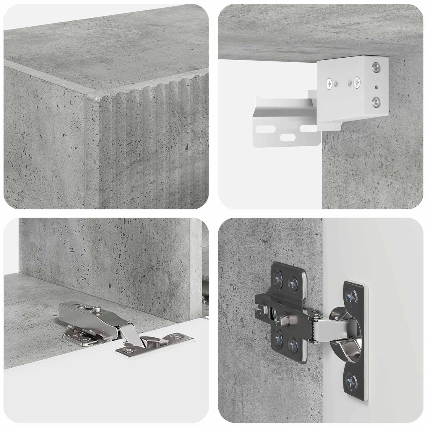 Tv-meubelset Wandgemonteerd 4 pcs Beton Grijs Bewerkt hout is nu te koop bij PeponiXL, paradijselijk wonen!
