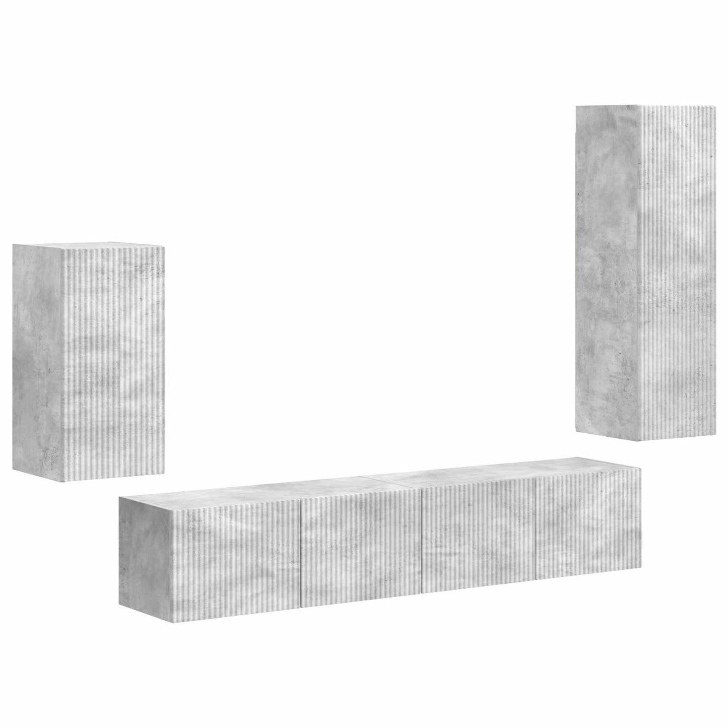 Tv-meubelset Wandgemonteerd 4 pcs Beton Grijs Bewerkt hout is nu te koop bij PeponiXL, paradijselijk wonen!