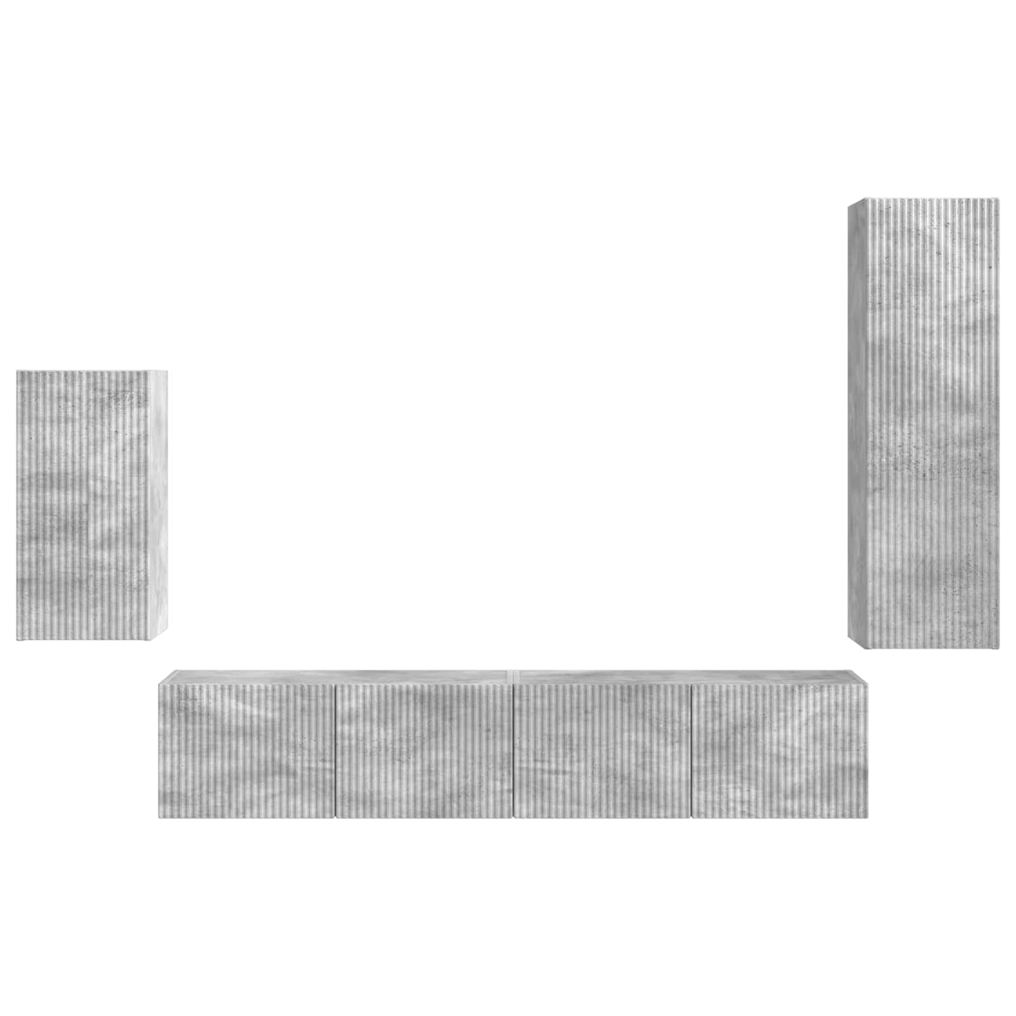 Tv-meubelset Wandgemonteerd 4 pcs Beton Grijs Bewerkt hout is nu te koop bij PeponiXL, paradijselijk wonen!