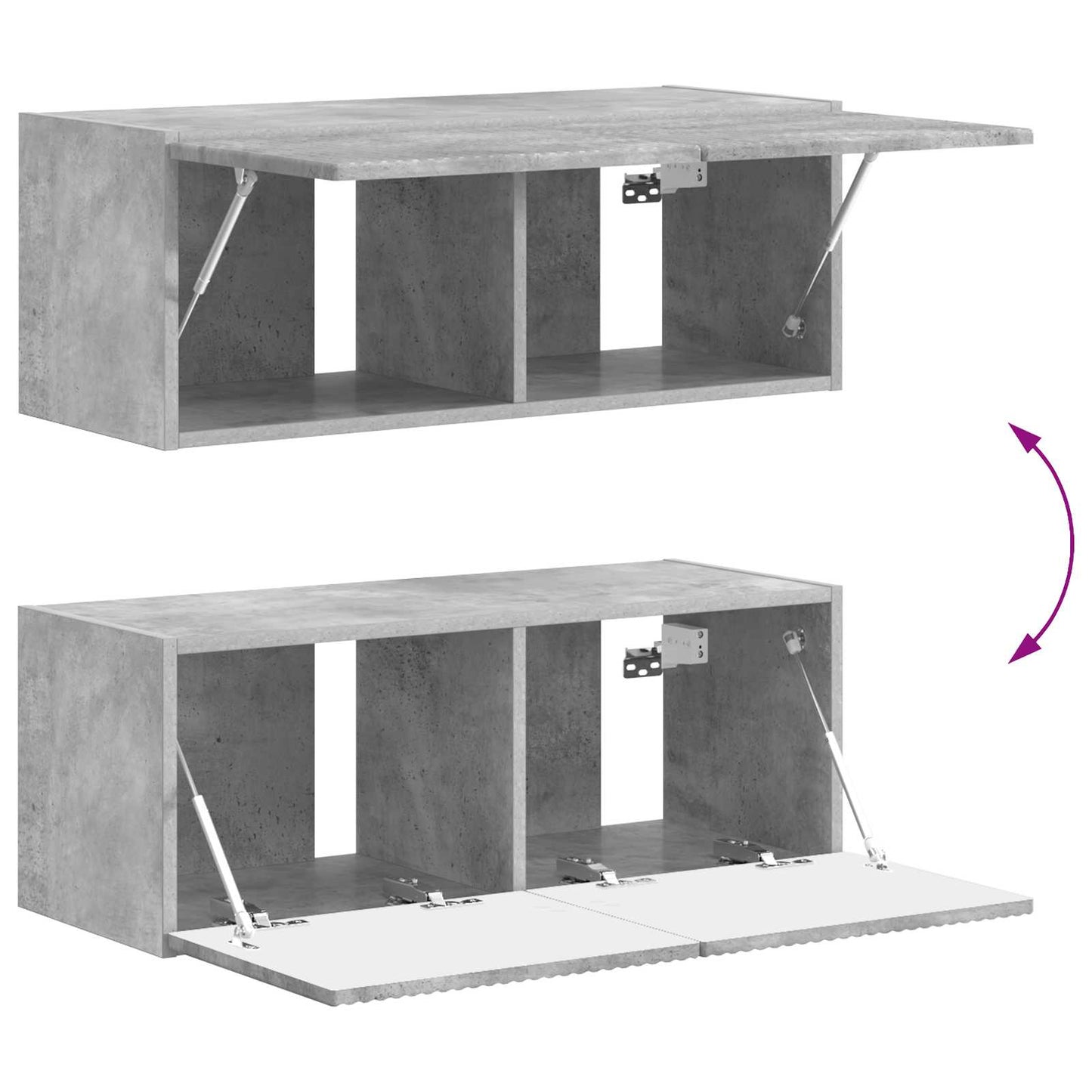 Tv-meubelset Wandgemonteerd 4 pcs Beton Grijs Bewerkt hout is nu te koop bij PeponiXL, paradijselijk wonen!