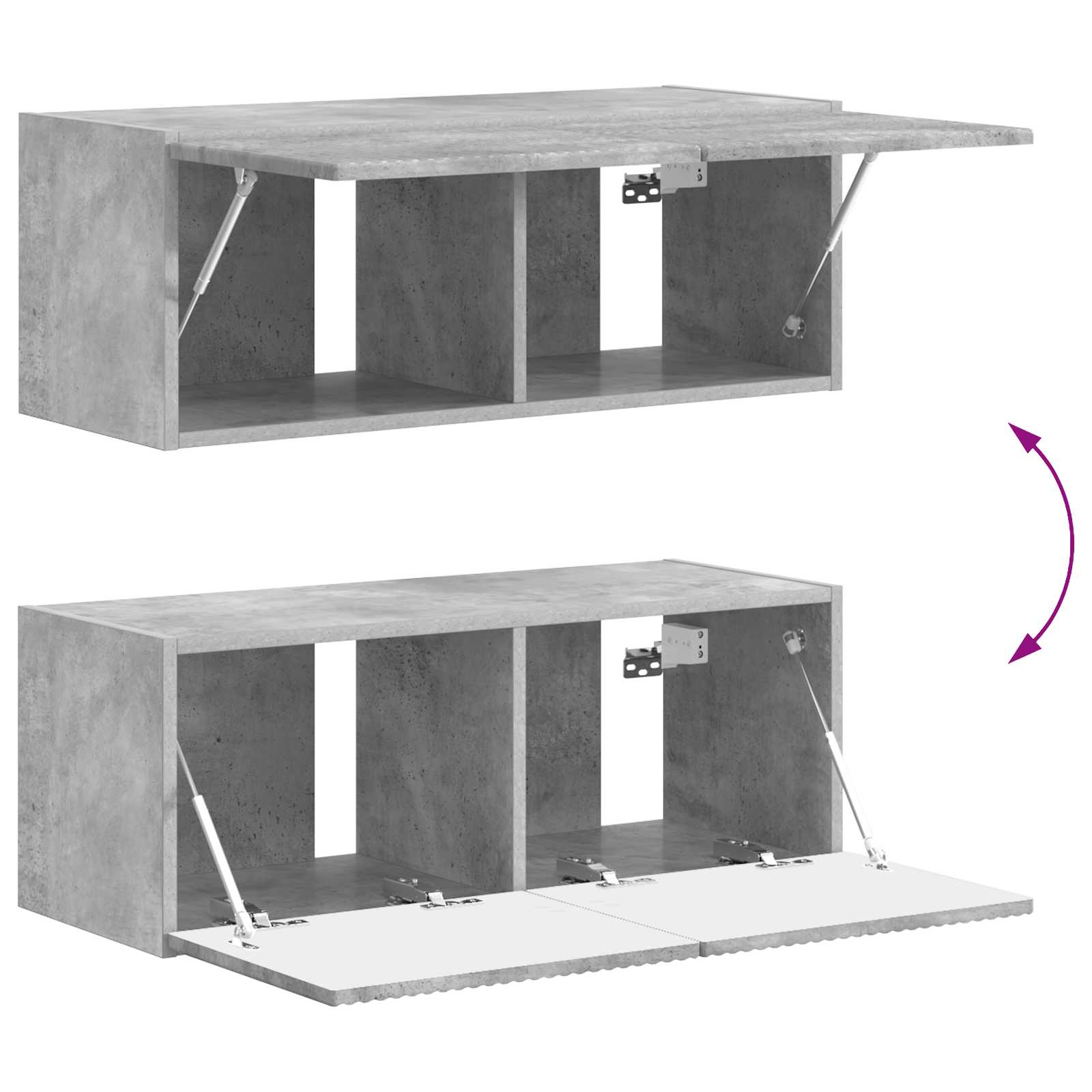 Tv-meubelset Wandgemonteerd 4 pcs Beton Grijs Bewerkt hout is nu te koop bij PeponiXL, paradijselijk wonen!