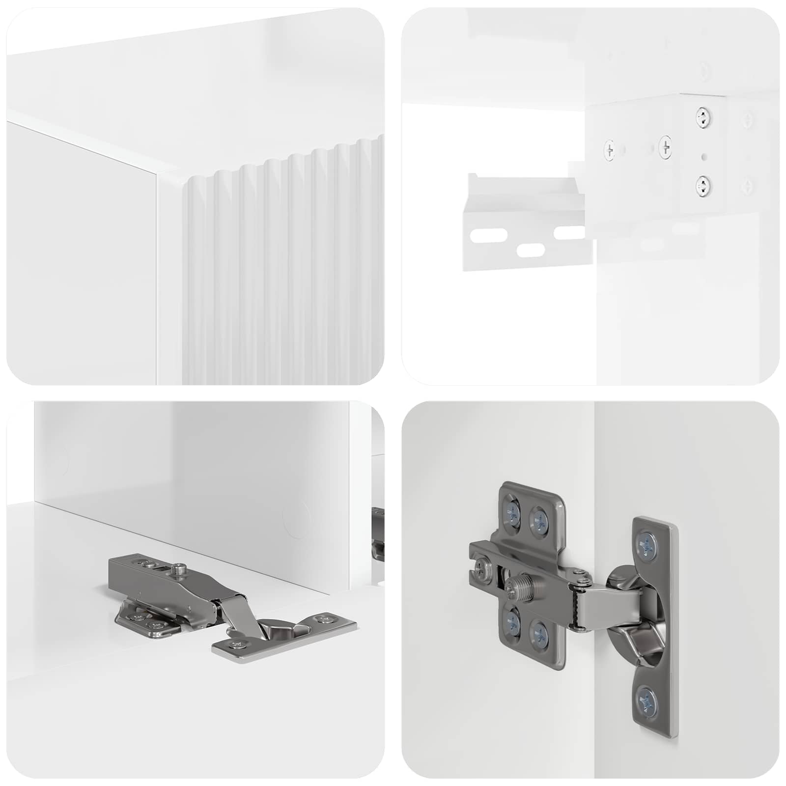 Tv-meubelset Wandgemonteerd 4 pcs Hoogglans wit Bewerkt hout is nu te koop bij PeponiXL, paradijselijk wonen!