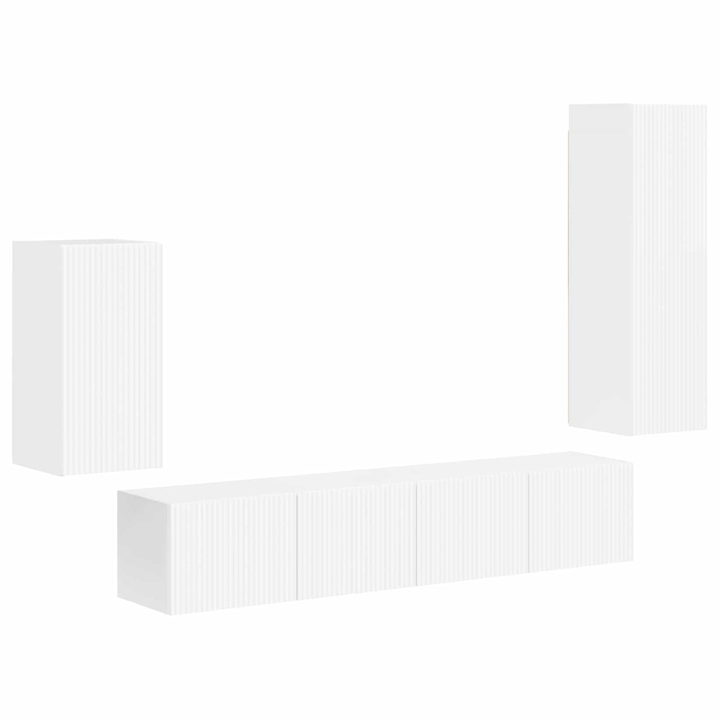 Tv-meubelset Wandgemonteerd 4 pcs Hoogglans wit Bewerkt hout is nu te koop bij PeponiXL, paradijselijk wonen!