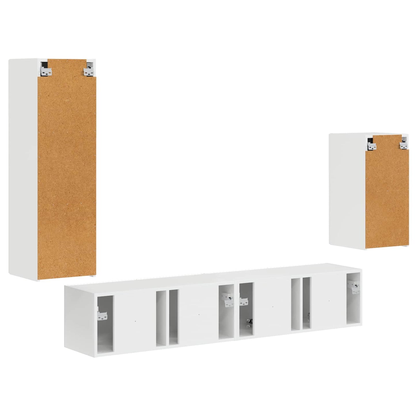 Tv-meubelset Wandgemonteerd 4 pcs Hoogglans wit Bewerkt hout is nu te koop bij PeponiXL, paradijselijk wonen!