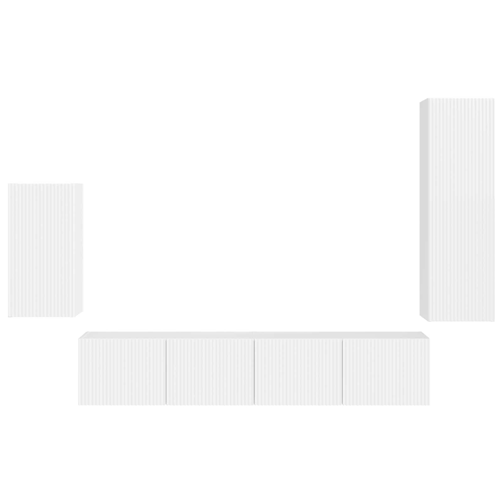 Tv-meubelset Wandgemonteerd 4 pcs Hoogglans wit Bewerkt hout is nu te koop bij PeponiXL, paradijselijk wonen!