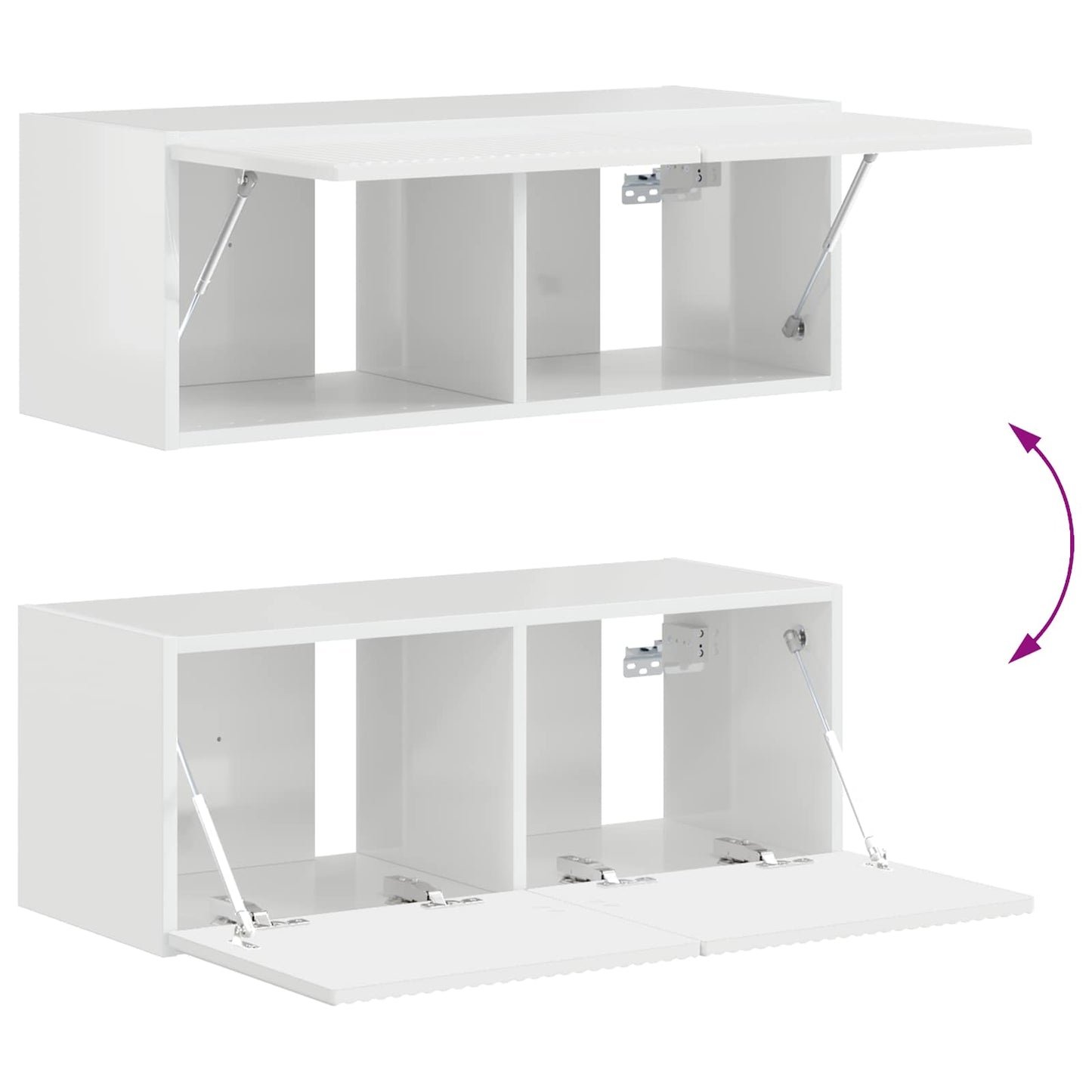 Tv-meubelset Wandgemonteerd 4 pcs Hoogglans wit Bewerkt hout is nu te koop bij PeponiXL, paradijselijk wonen!