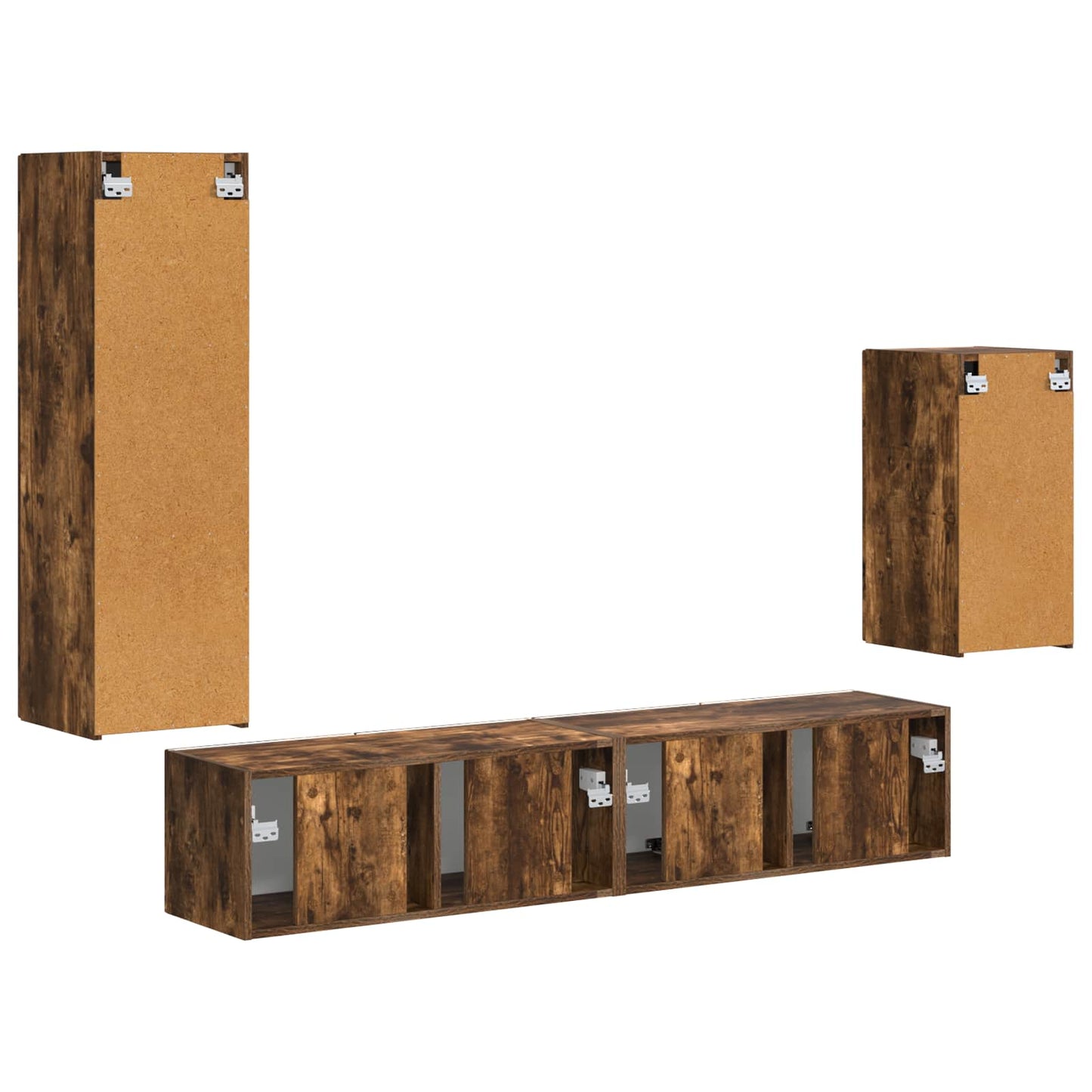 Tv-meubelset Wandgemonteerd 4 pcs Gerookt eiken Bewerkt hout is nu te koop bij PeponiXL, paradijselijk wonen!