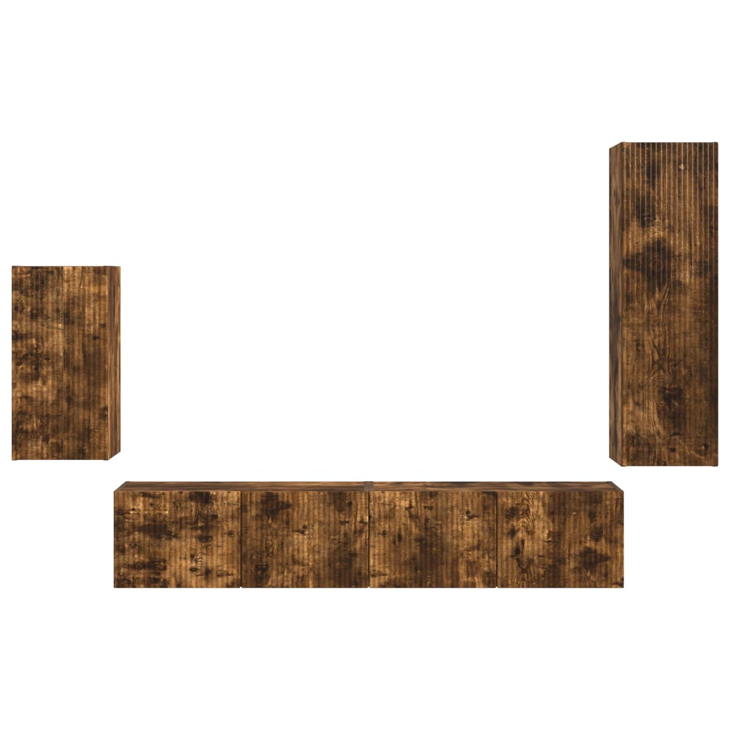 Tv-meubelset Wandgemonteerd 4 pcs Gerookt eiken Bewerkt hout is nu te koop bij PeponiXL, paradijselijk wonen!