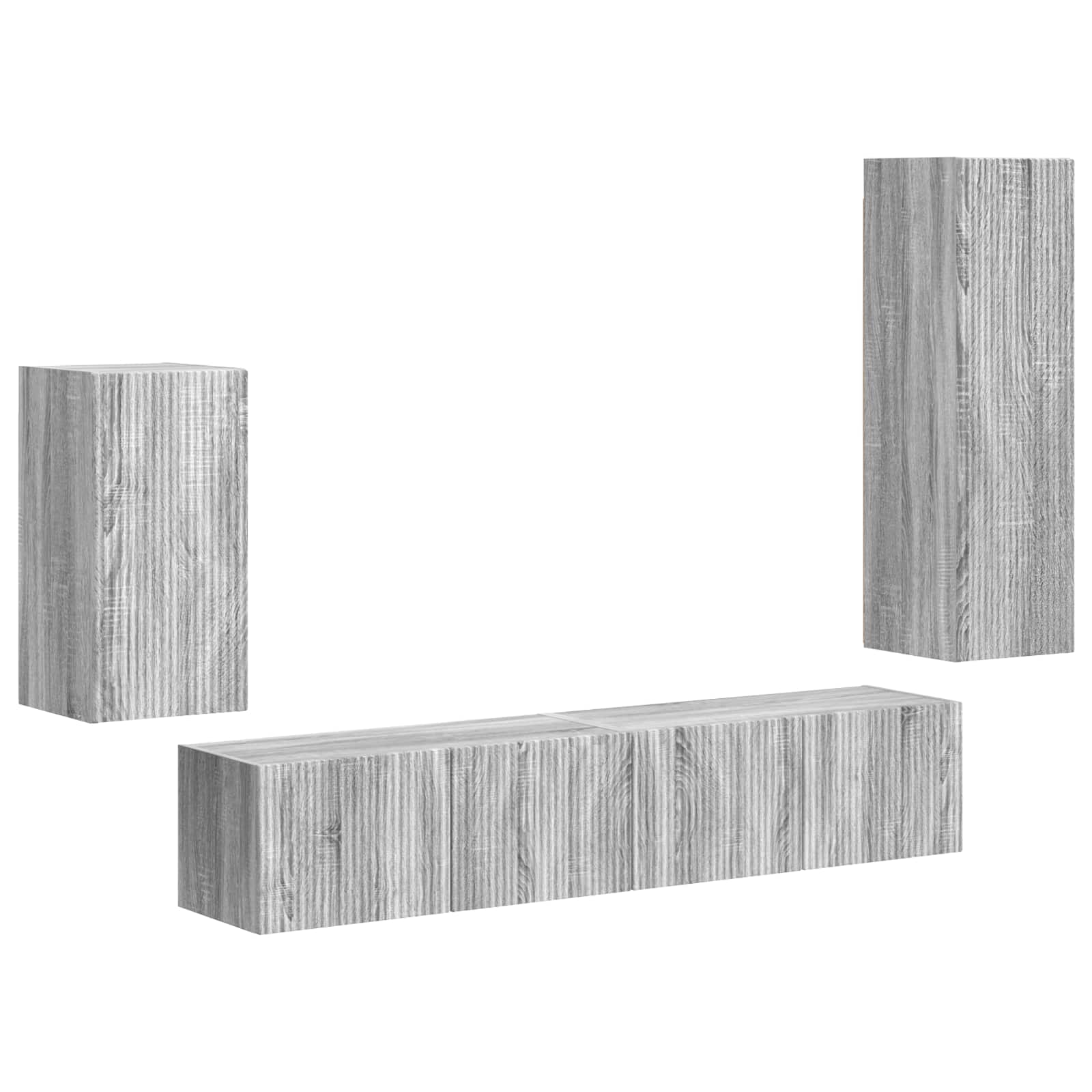 Tv-meubelset Wandgemonteerd 4 pcs Grijs Sonoma Bewerkt hout is nu te koop bij PeponiXL, paradijselijk wonen!