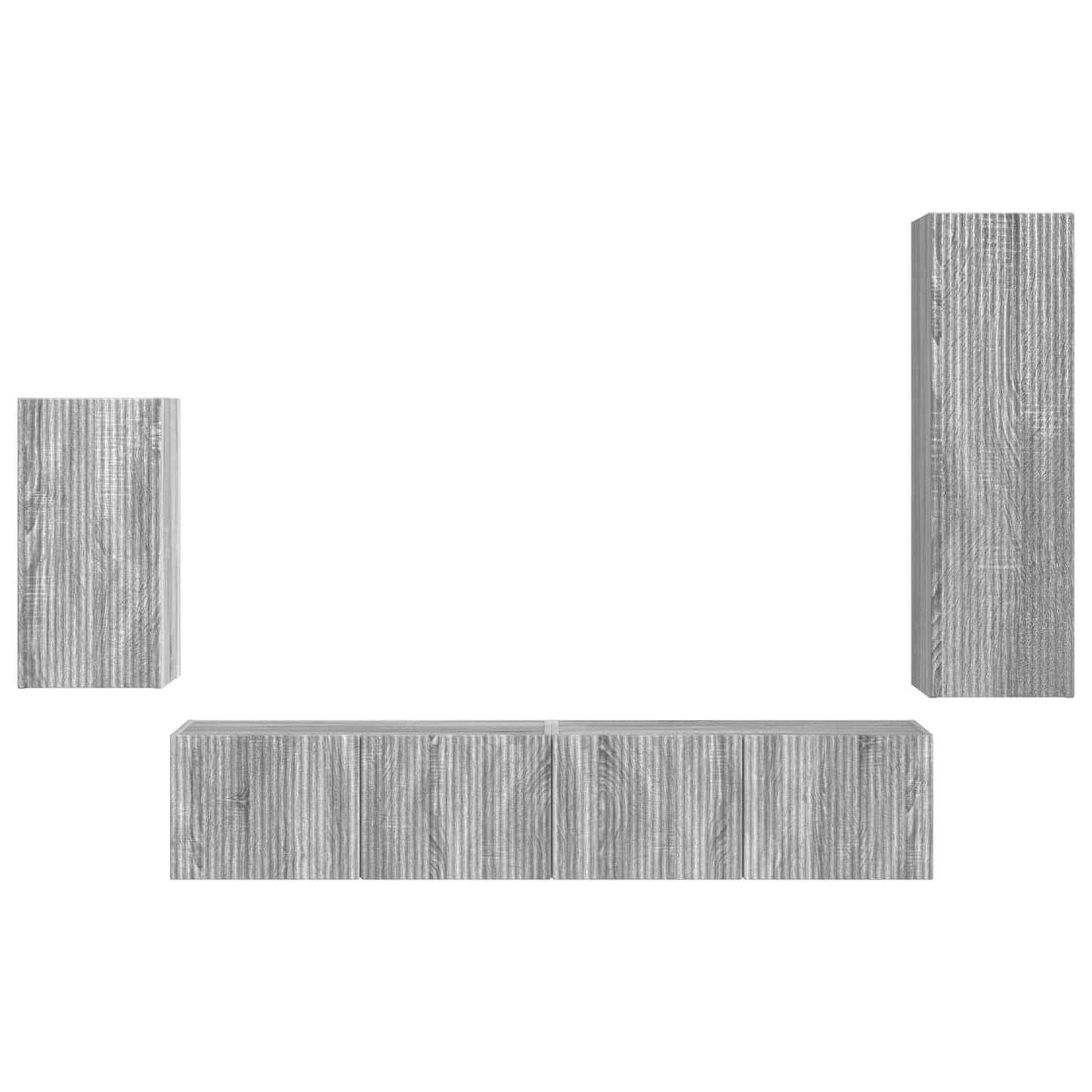 Tv-meubelset Wandgemonteerd 4 pcs Grijs Sonoma Bewerkt hout is nu te koop bij PeponiXL, paradijselijk wonen!