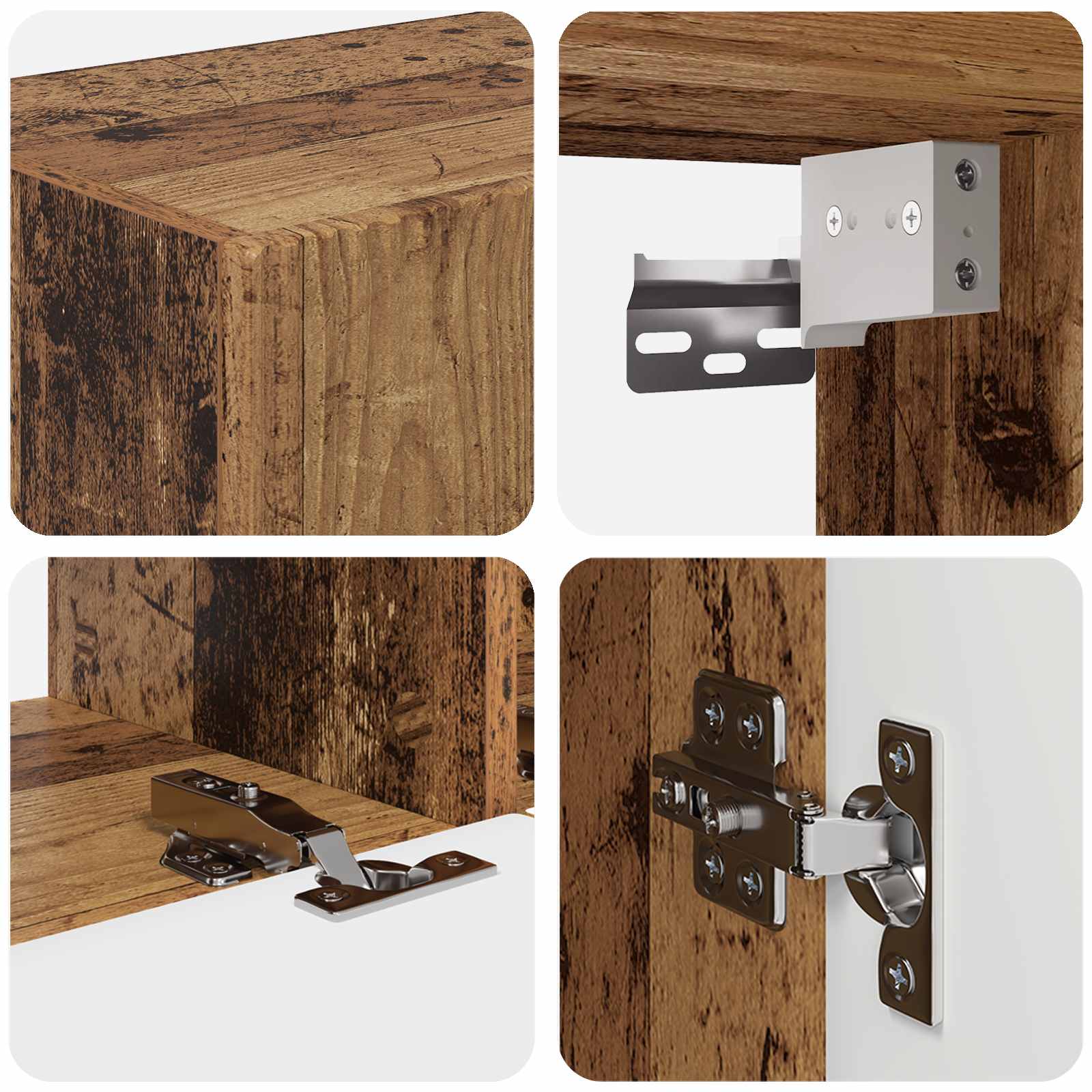 Tv-meubelset Wandgemonteerd 4 pcs Oudhout Bewerkt hout is nu te koop bij PeponiXL, paradijselijk wonen!