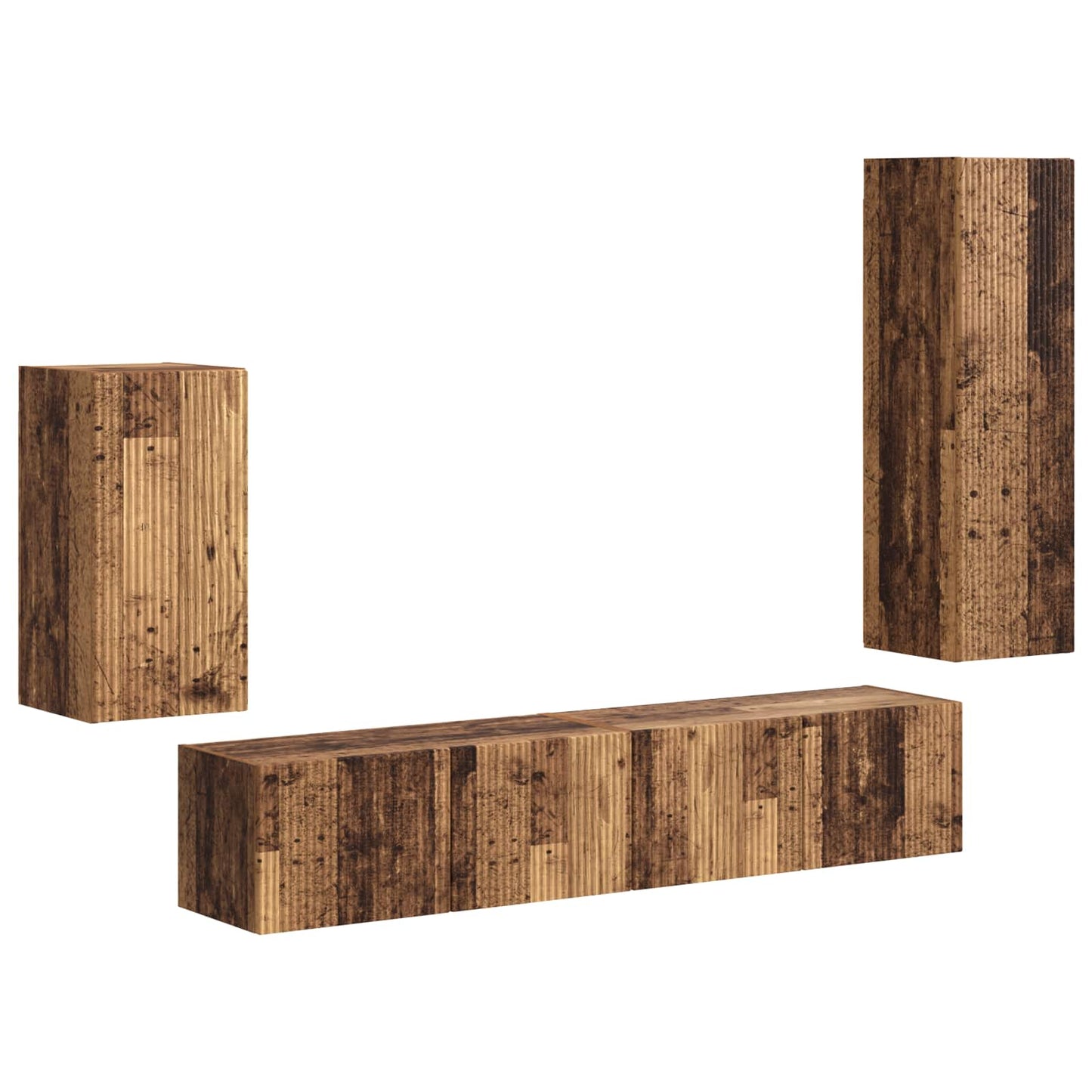 Tv-meubelset Wandgemonteerd 4 pcs Oudhout Bewerkt hout is nu te koop bij PeponiXL, paradijselijk wonen!