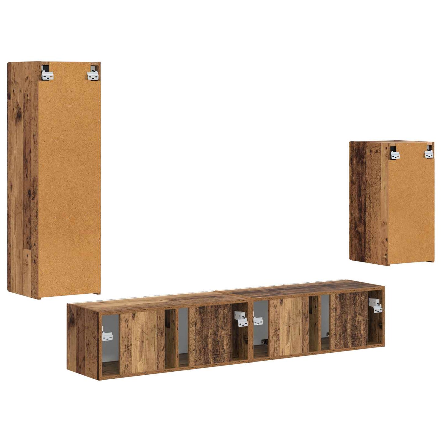Tv-meubelset Wandgemonteerd 4 pcs Oudhout Bewerkt hout is nu te koop bij PeponiXL, paradijselijk wonen!