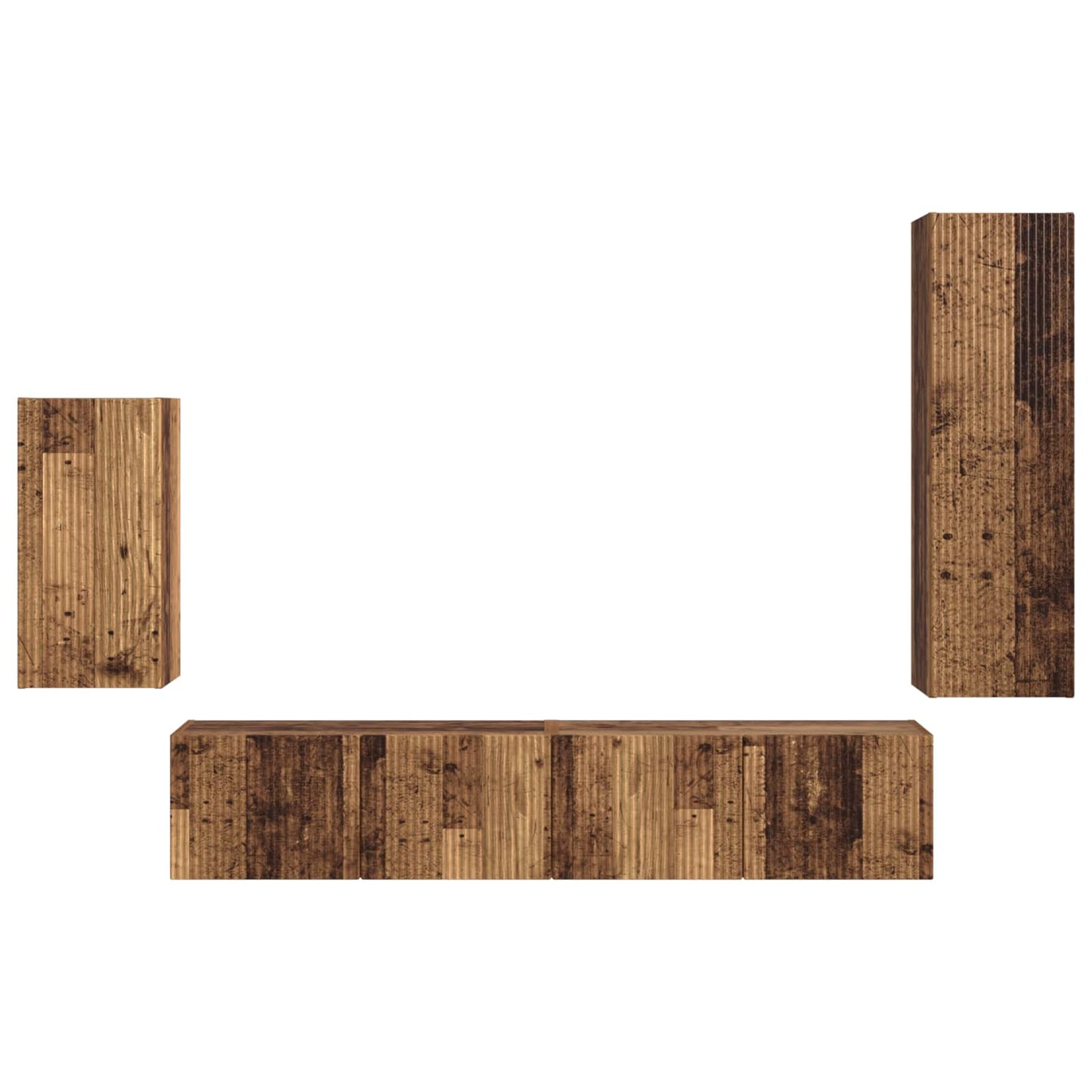Tv-meubelset Wandgemonteerd 4 pcs Oudhout Bewerkt hout is nu te koop bij PeponiXL, paradijselijk wonen!
