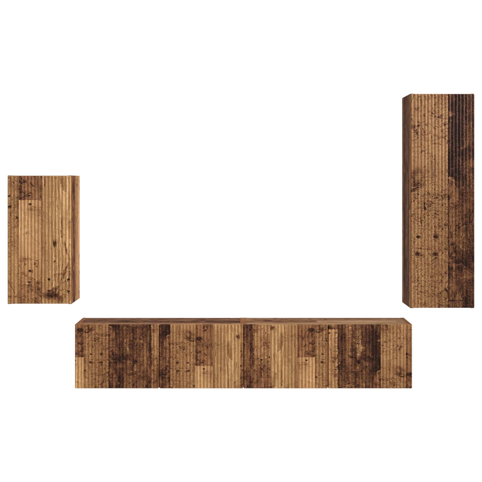 Tv-meubelset Wandgemonteerd 4 pcs Oudhout Bewerkt hout is nu te koop bij PeponiXL, paradijselijk wonen!