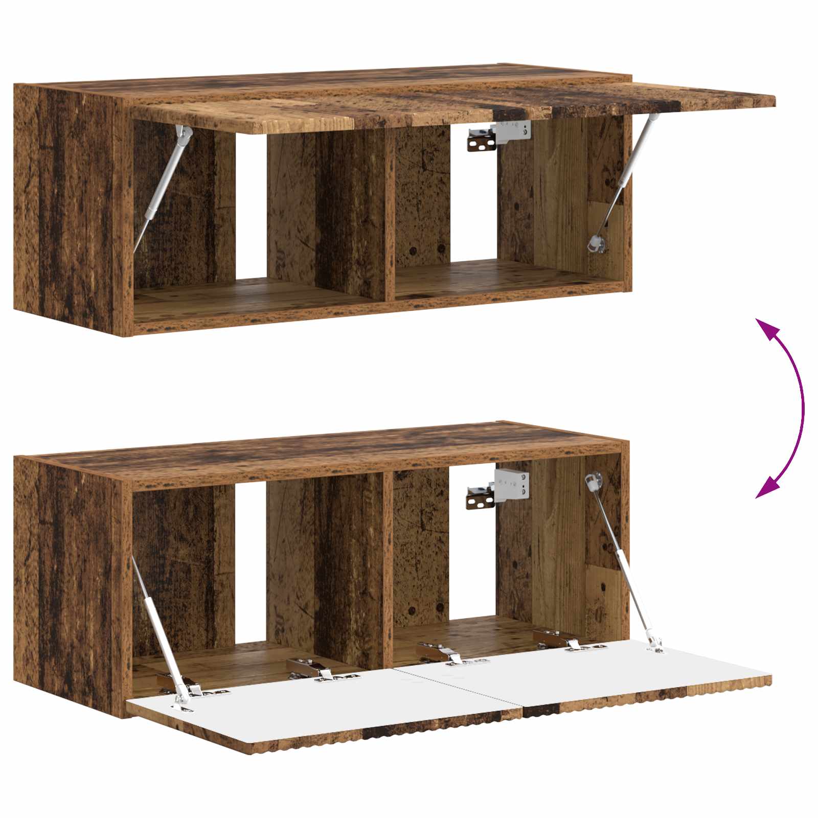 Tv-meubelset Wandgemonteerd 4 pcs Oudhout Bewerkt hout is nu te koop bij PeponiXL, paradijselijk wonen!