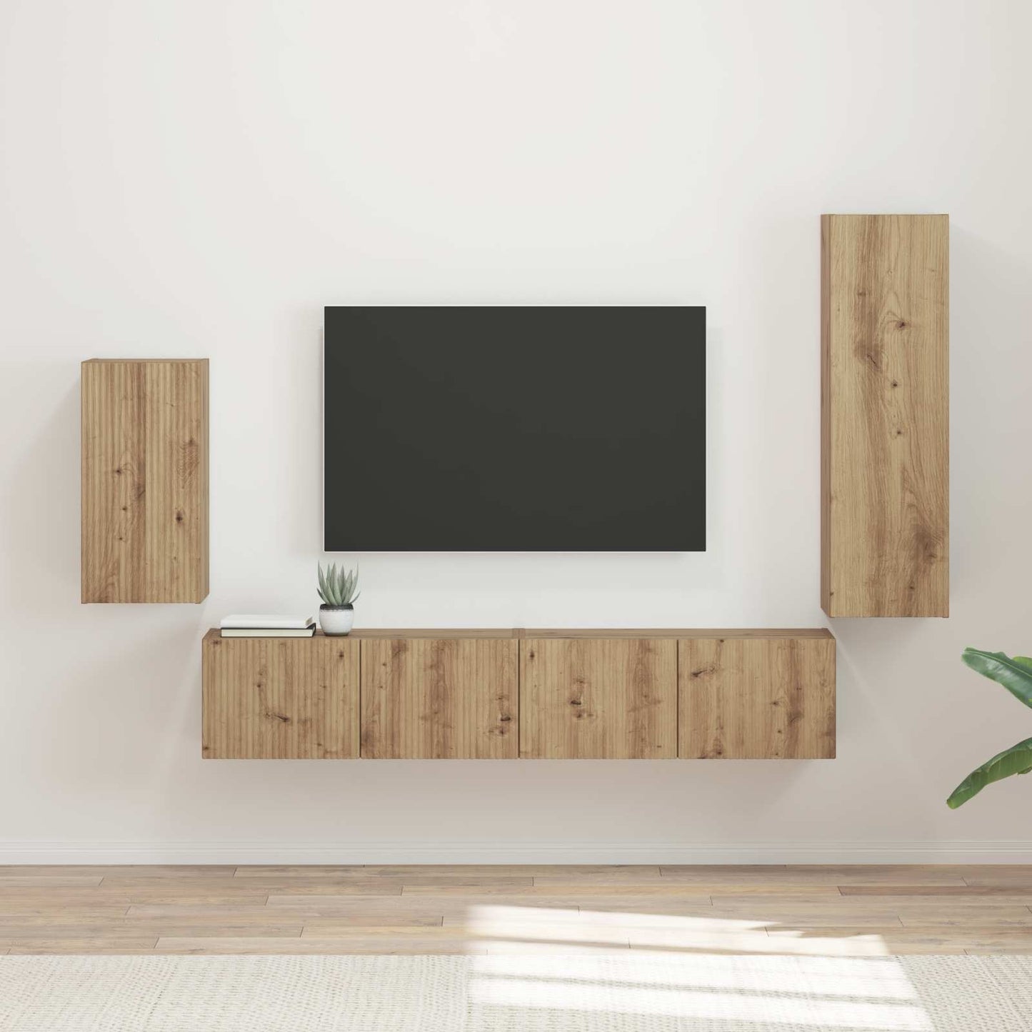 Tv-meubelset Wandgemonteerd 4 pcs Artisan Eiken Bewerkt hout is nu te koop bij PeponiXL, paradijselijk wonen!