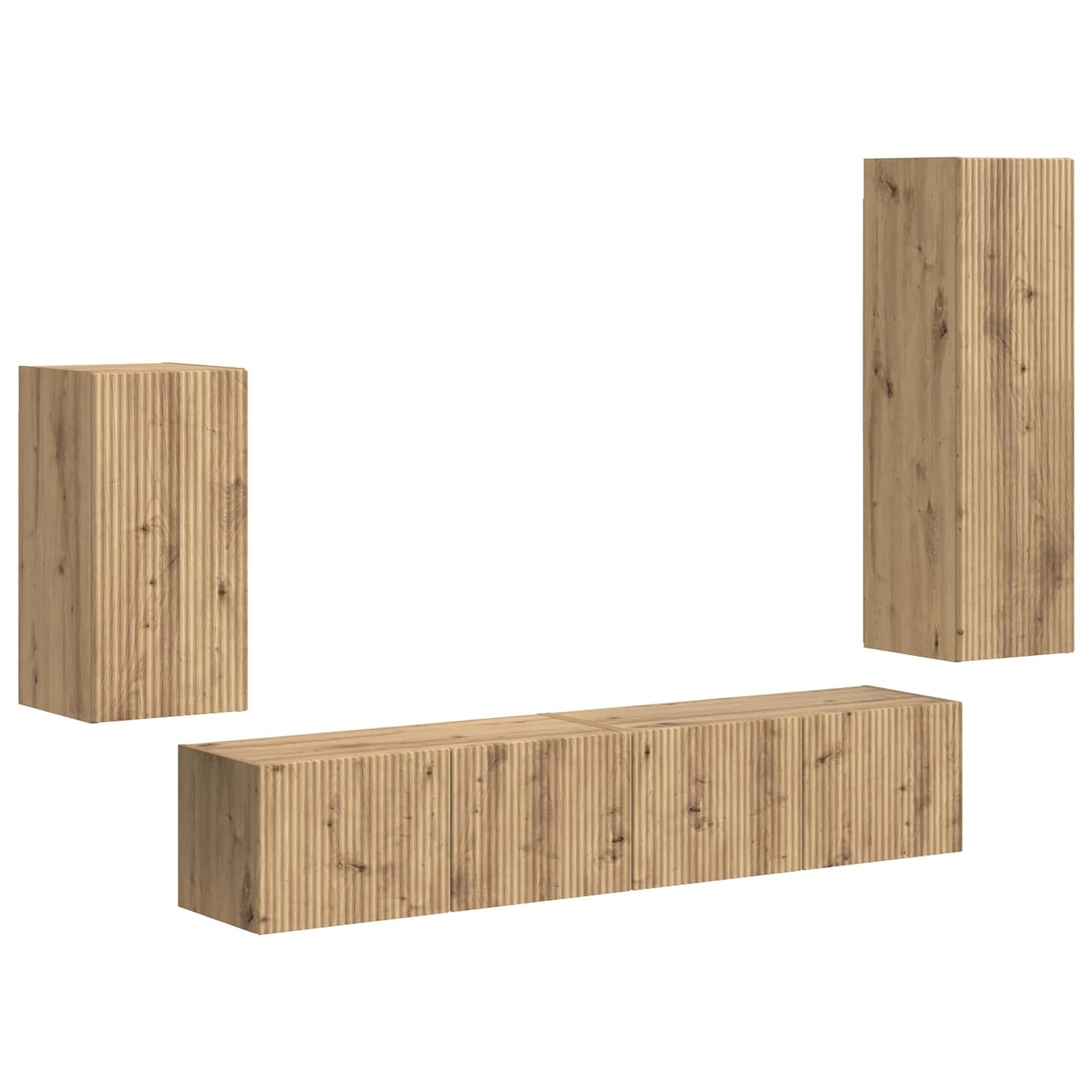 Tv-meubelset Wandgemonteerd 4 pcs Artisan Eiken Bewerkt hout is nu te koop bij PeponiXL, paradijselijk wonen!