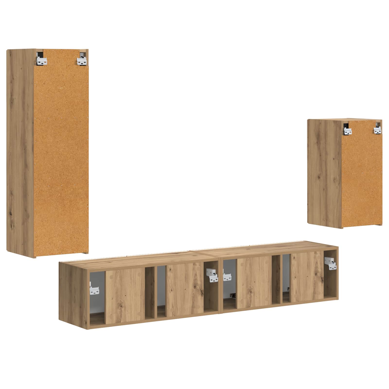 Tv-meubelset Wandgemonteerd 4 pcs Artisan Eiken Bewerkt hout is nu te koop bij PeponiXL, paradijselijk wonen!