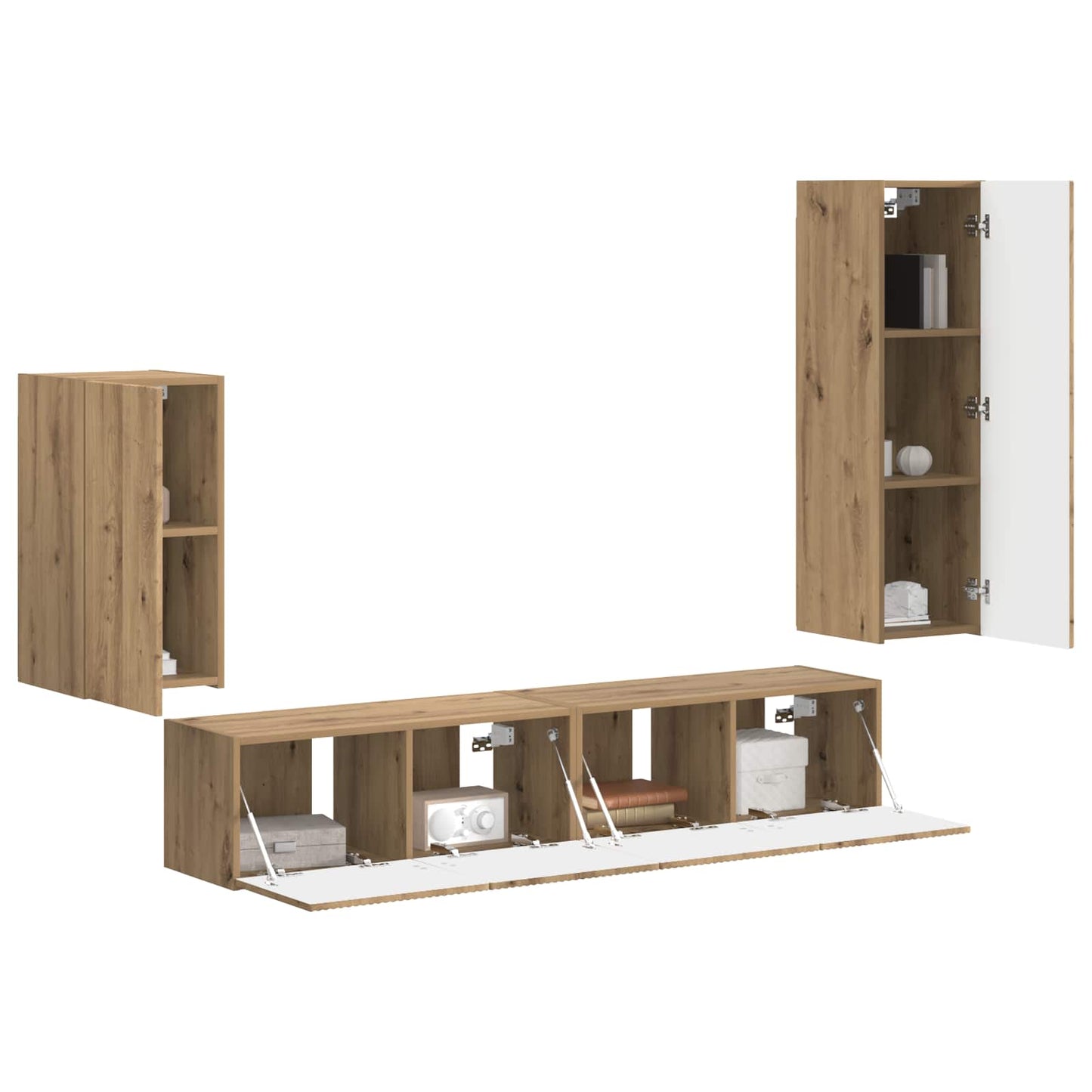 Tv-meubelset Wandgemonteerd 4 pcs Artisan Eiken Bewerkt hout is nu te koop bij PeponiXL, paradijselijk wonen!