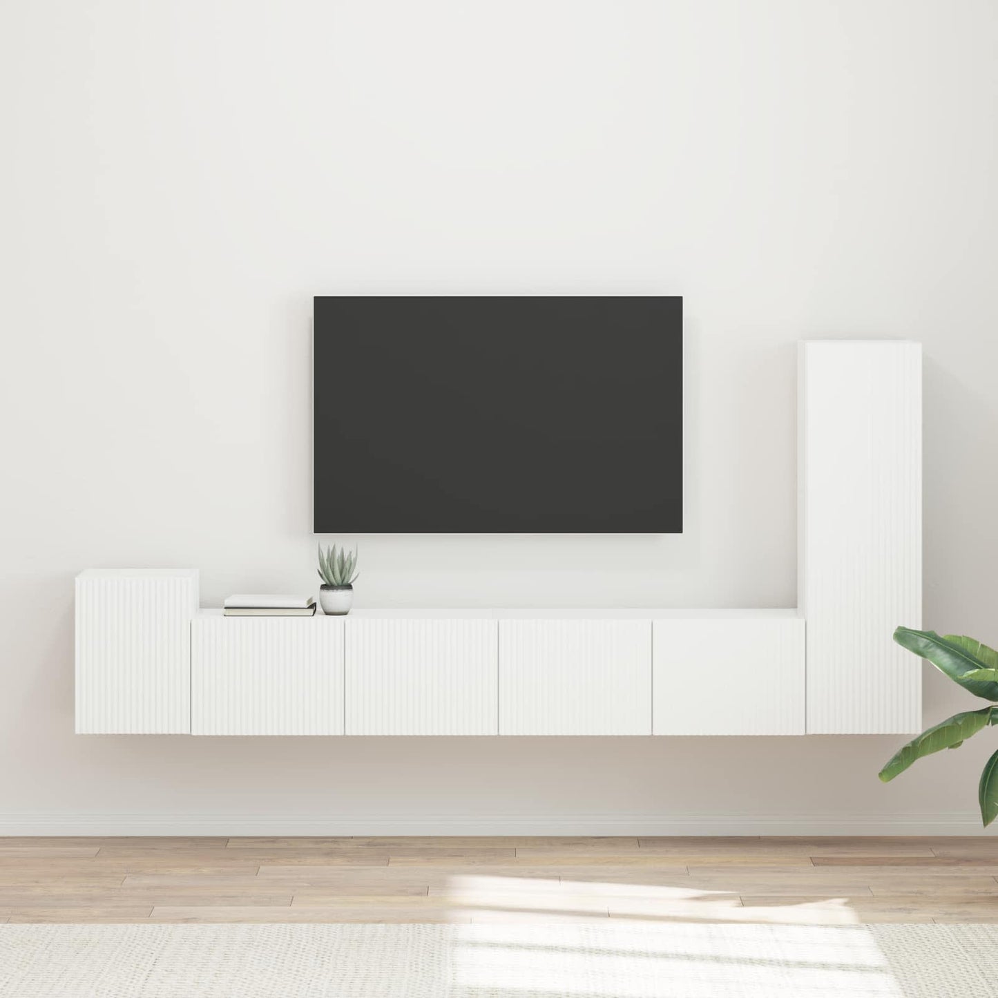 Tv-meubelset Wandgemonteerd 3 pcs Wit Bewerkt hout is nu te koop bij PeponiXL, paradijselijk wonen!