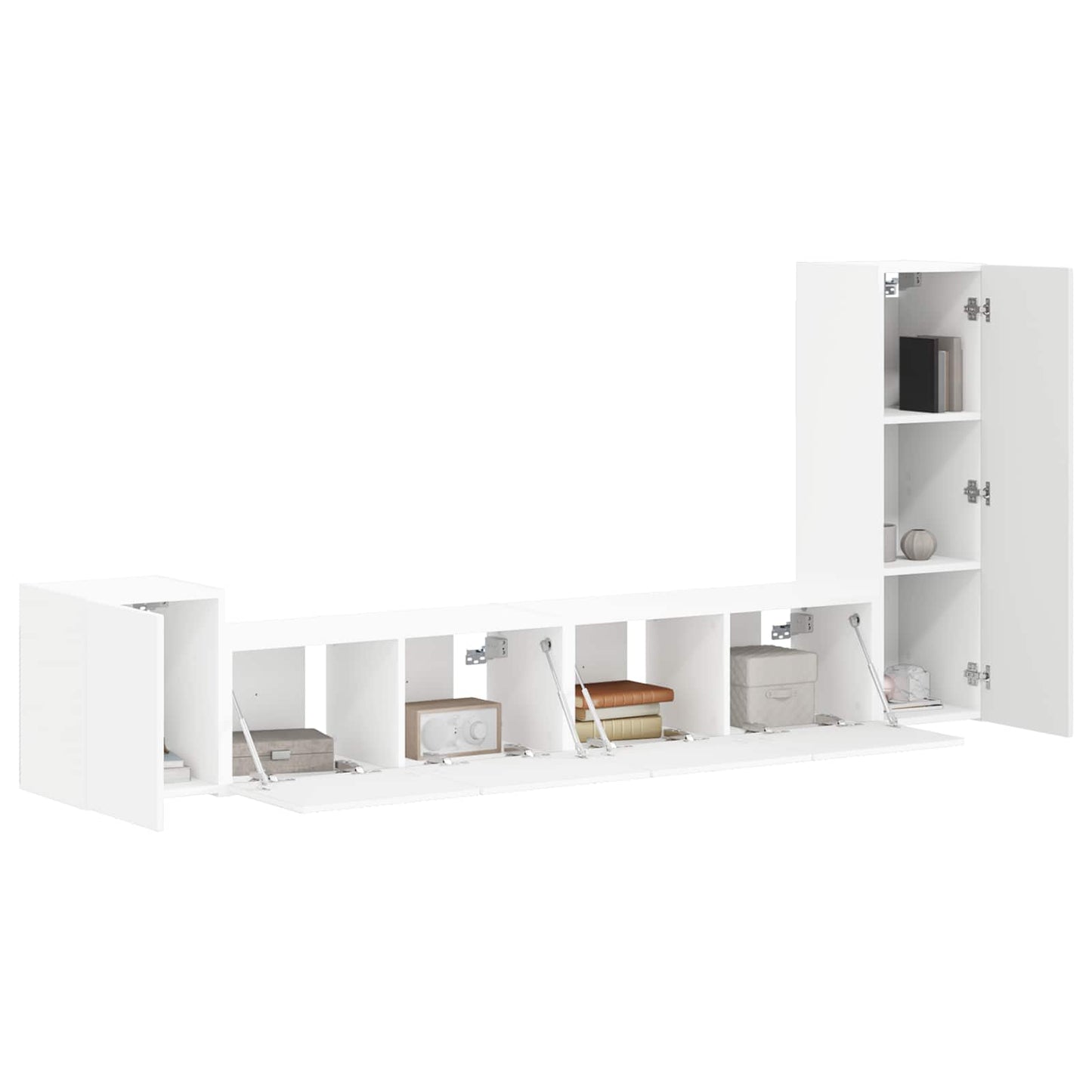 Tv-meubelset Wandgemonteerd 3 pcs Wit Bewerkt hout is nu te koop bij PeponiXL, paradijselijk wonen!