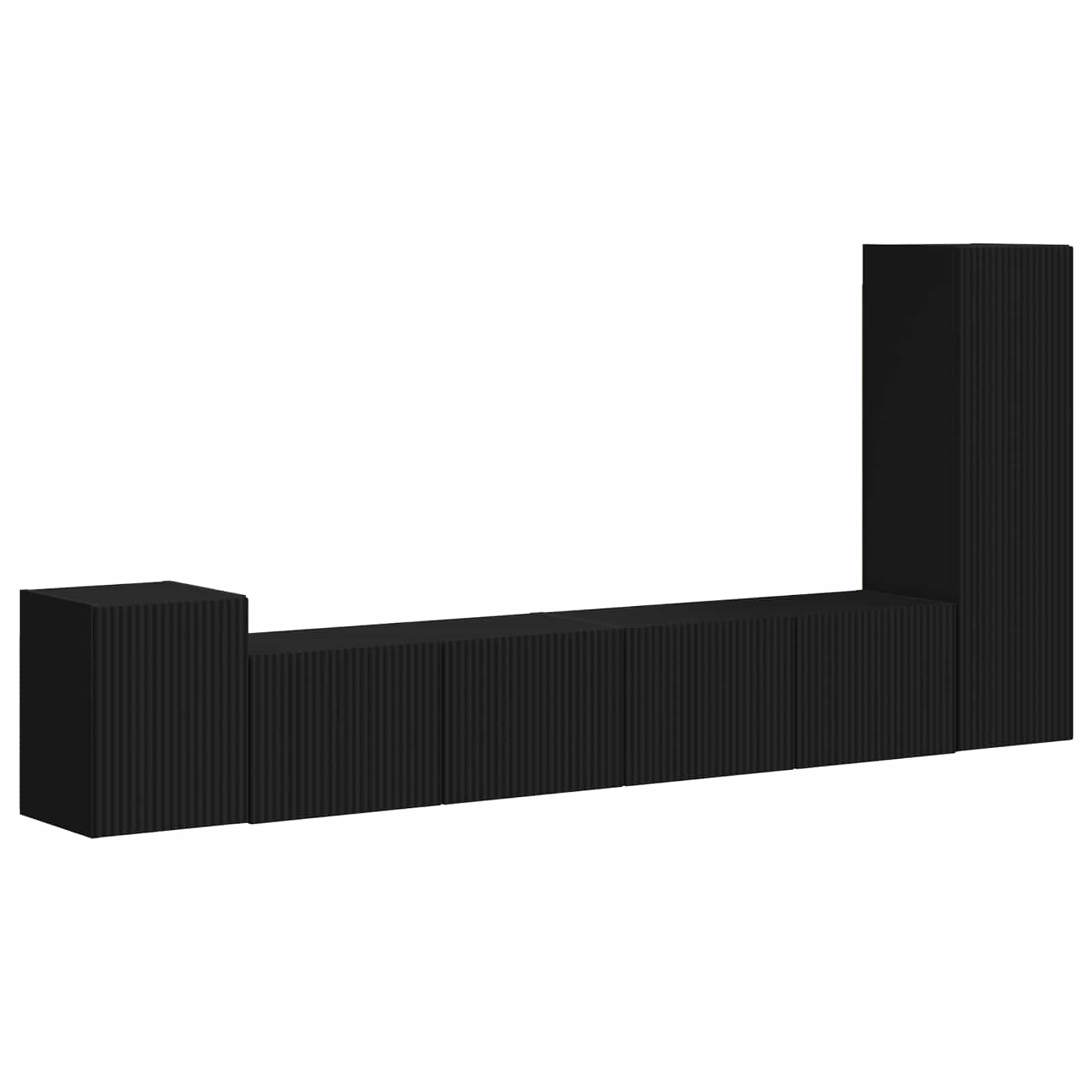 Tv-meubelset Wandgemonteerd 3 pcs Zwart Bewerkt hout is nu te koop bij PeponiXL, paradijselijk wonen!