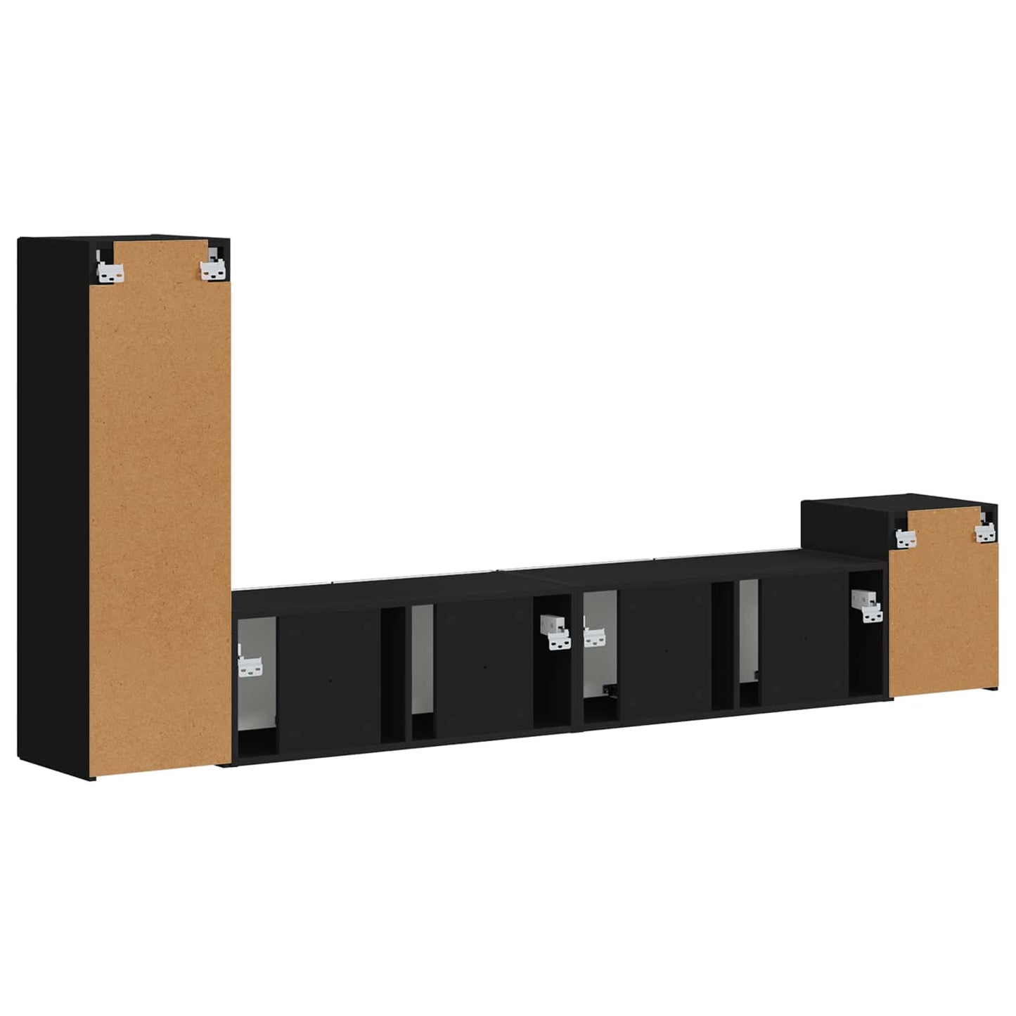 Tv-meubelset Wandgemonteerd 3 pcs Zwart Bewerkt hout is nu te koop bij PeponiXL, paradijselijk wonen!