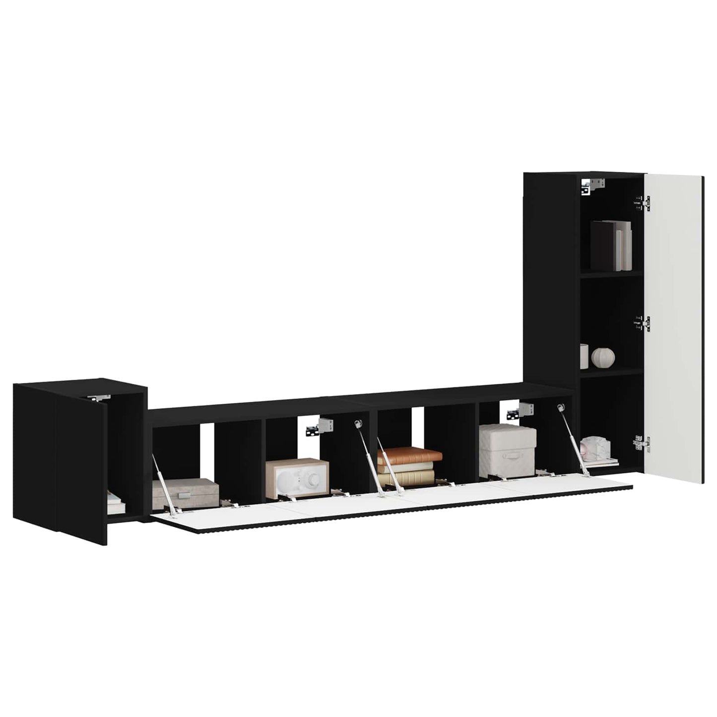 Tv-meubelset Wandgemonteerd 3 pcs Zwart Bewerkt hout is nu te koop bij PeponiXL, paradijselijk wonen!