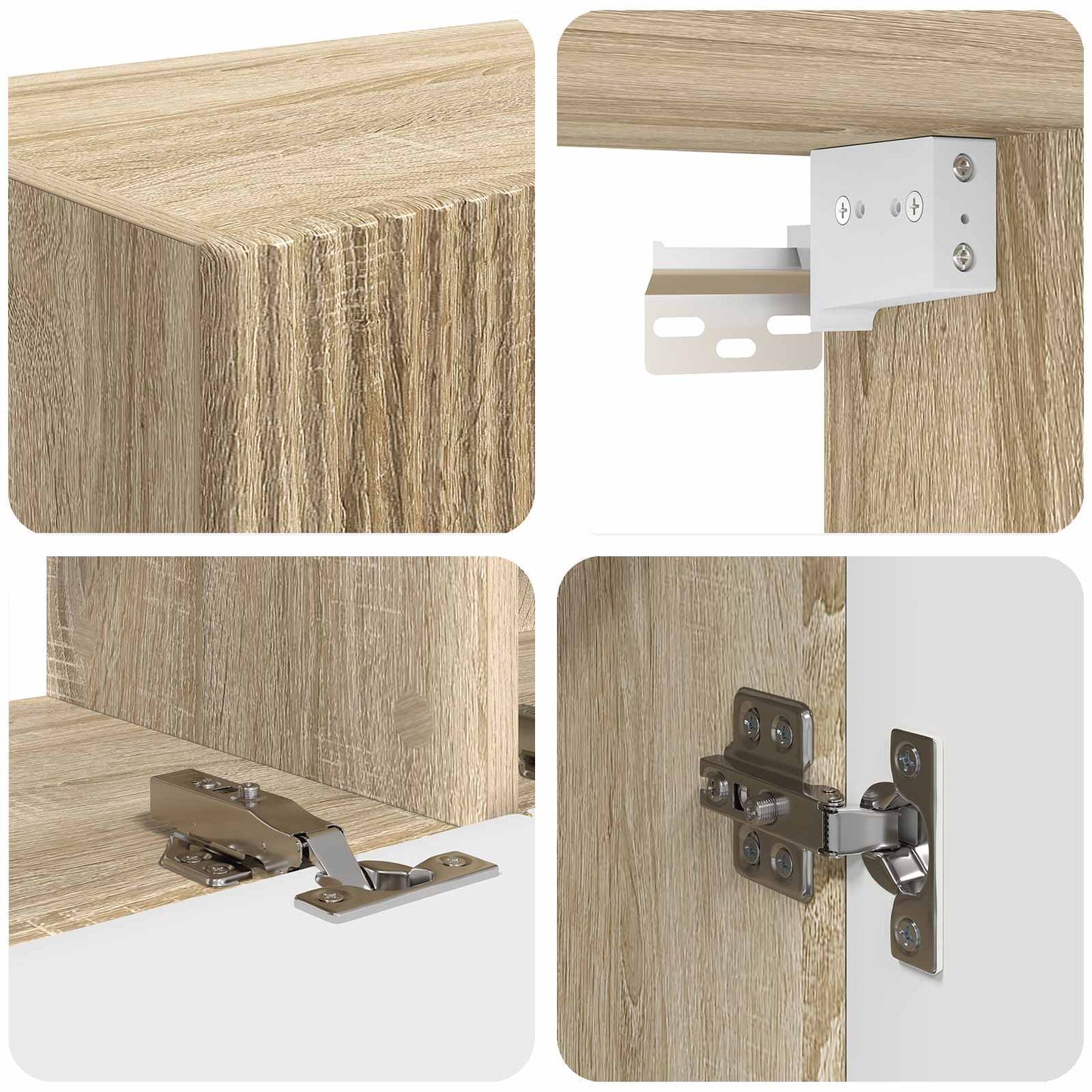 Tv-meubelset Wandgemonteerd 3 pcs Sonoma Eiken Bewerkt hout is nu te koop bij PeponiXL, paradijselijk wonen!