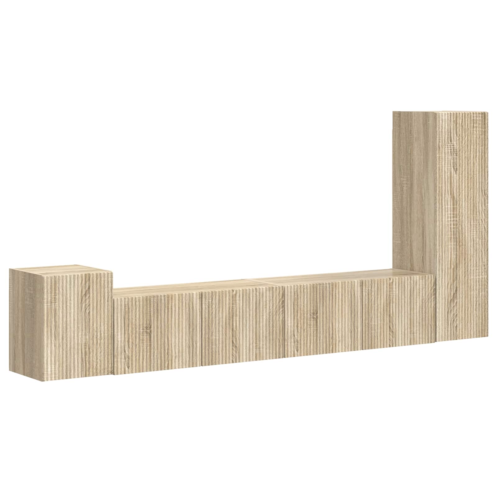 Tv-meubelset Wandgemonteerd 3 pcs Sonoma Eiken Bewerkt hout is nu te koop bij PeponiXL, paradijselijk wonen!