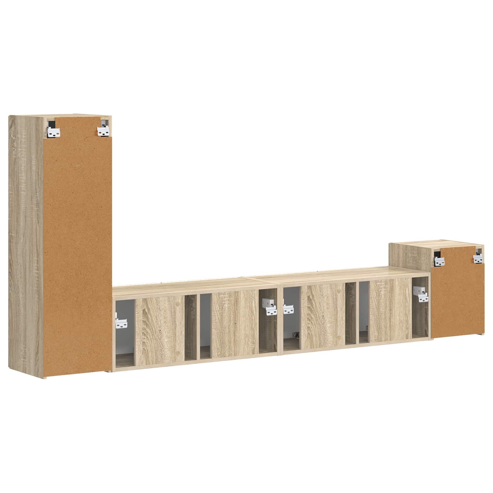 Tv-meubelset Wandgemonteerd 3 pcs Sonoma Eiken Bewerkt hout is nu te koop bij PeponiXL, paradijselijk wonen!