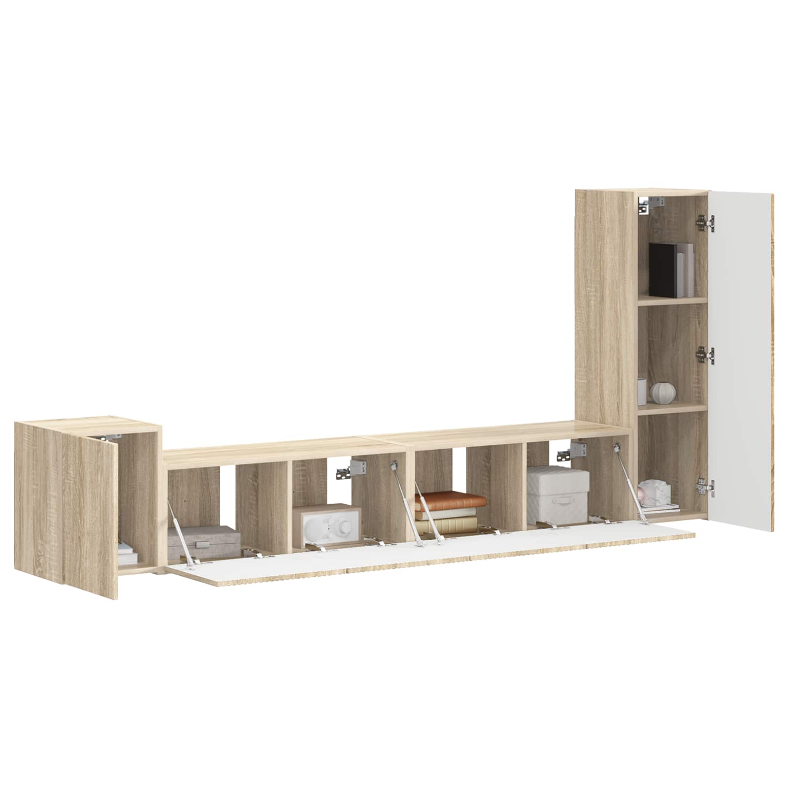 Tv-meubelset Wandgemonteerd 3 pcs Sonoma Eiken Bewerkt hout is nu te koop bij PeponiXL, paradijselijk wonen!