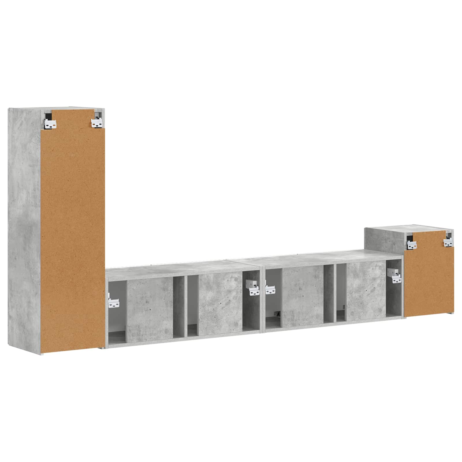 Tv-meubelset Wandgemonteerd 3 pcs Beton Grijs Bewerkt hout is nu te koop bij PeponiXL, paradijselijk wonen!
