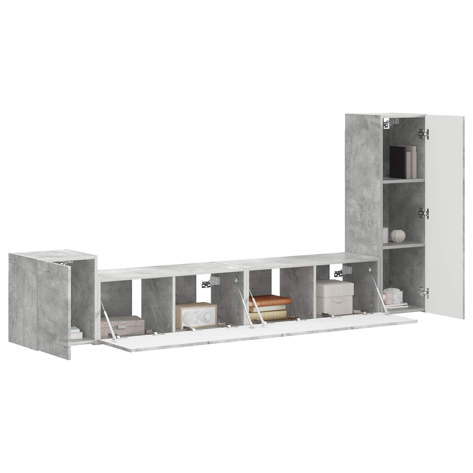 Tv-meubelset Wandgemonteerd 3 pcs Beton Grijs Bewerkt hout is nu te koop bij PeponiXL, paradijselijk wonen!