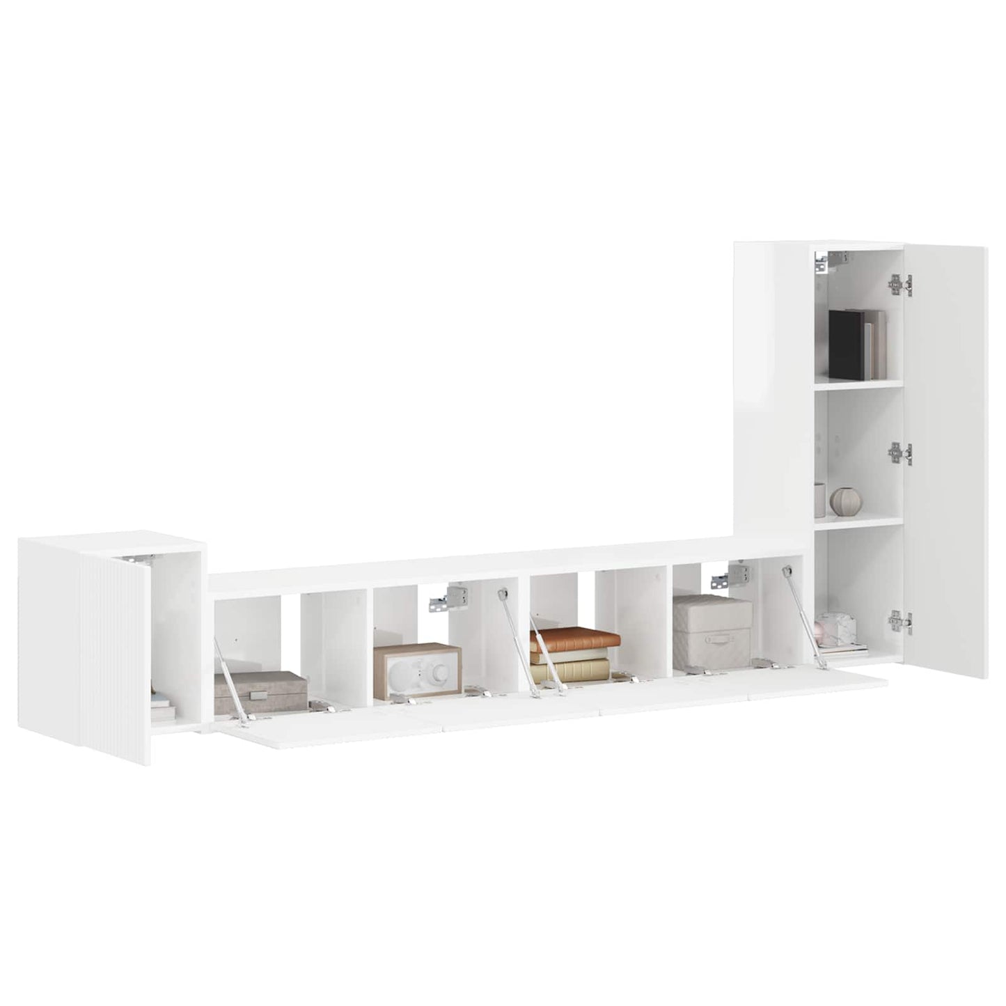 Tv-meubelset Wandgemonteerd 3 pcs Hoogglans wit Bewerkt hout is nu te koop bij PeponiXL, paradijselijk wonen!