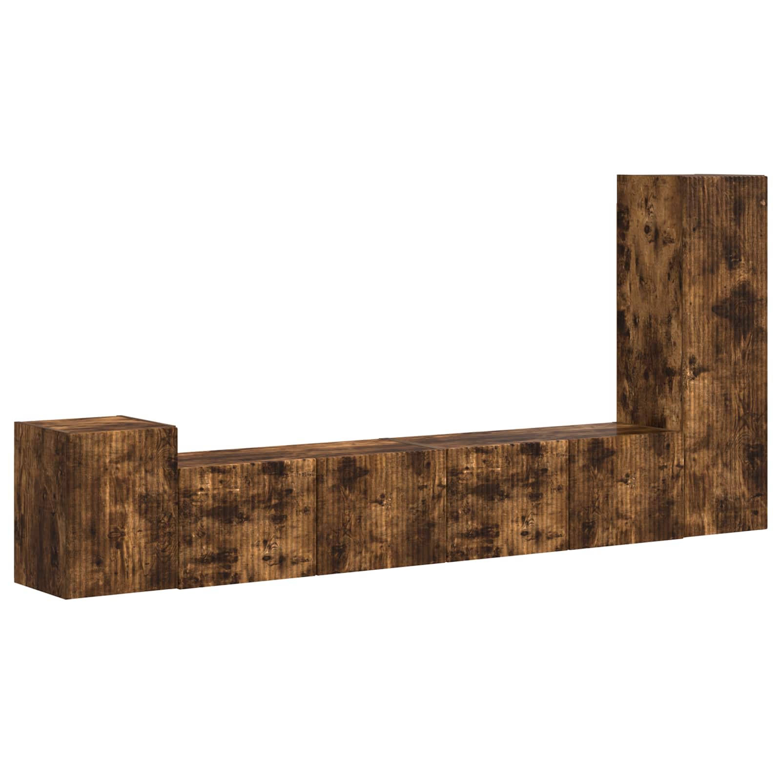 Tv-meubelset Wandgemonteerd 3 pcs Gerookt eiken Bewerkt hout is nu te koop bij PeponiXL, paradijselijk wonen!