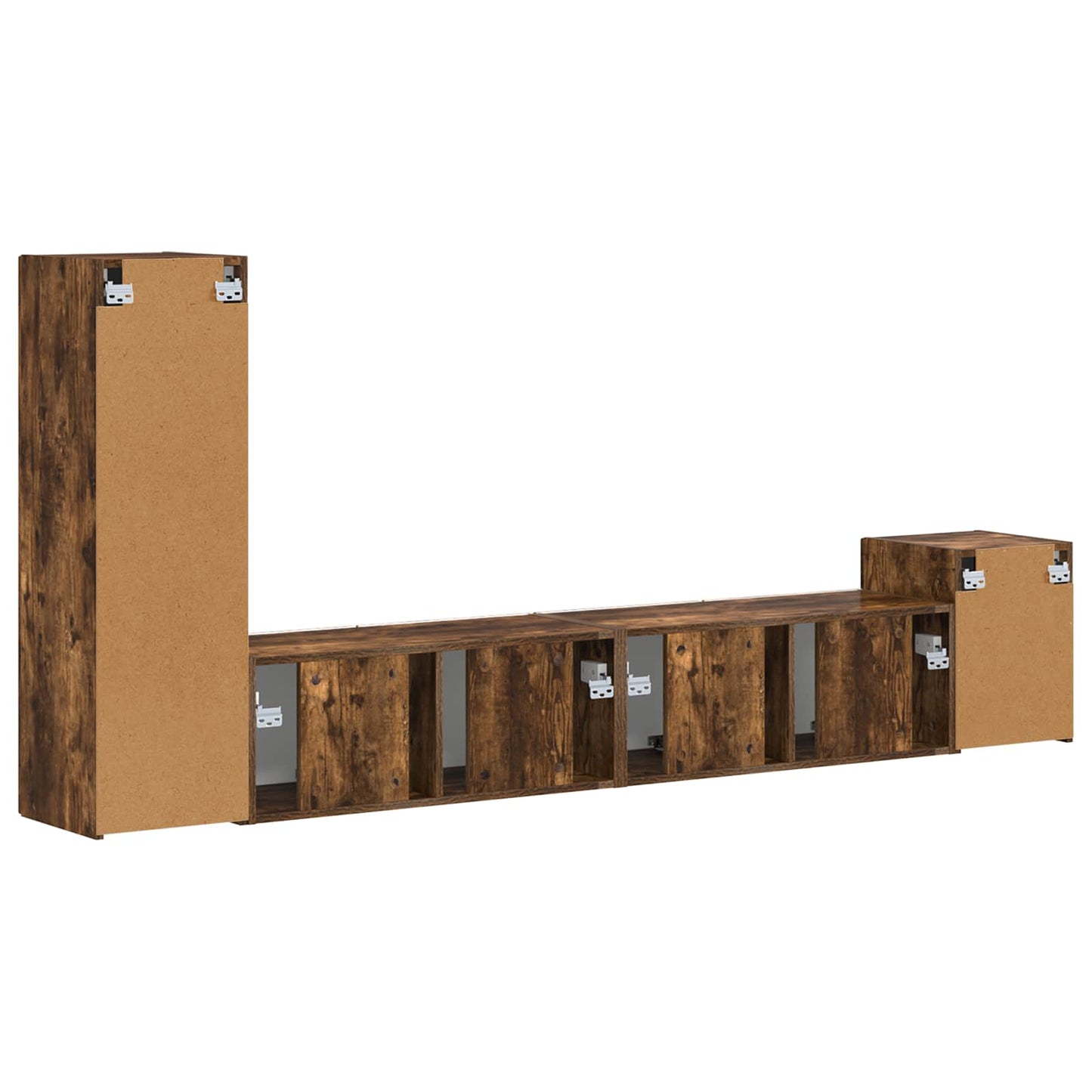 Tv-meubelset Wandgemonteerd 3 pcs Gerookt eiken Bewerkt hout is nu te koop bij PeponiXL, paradijselijk wonen!