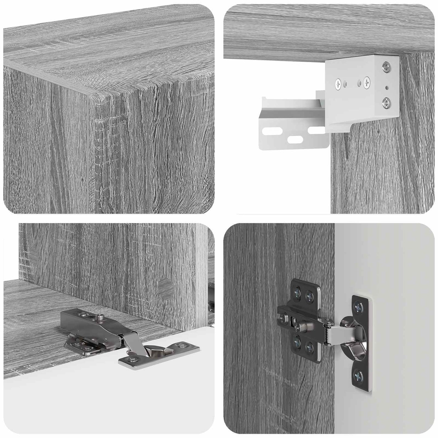 Tv-meubelset Wandgemonteerd 3 pcs Grijs Sonoma Bewerkt hout is nu te koop bij PeponiXL, paradijselijk wonen!