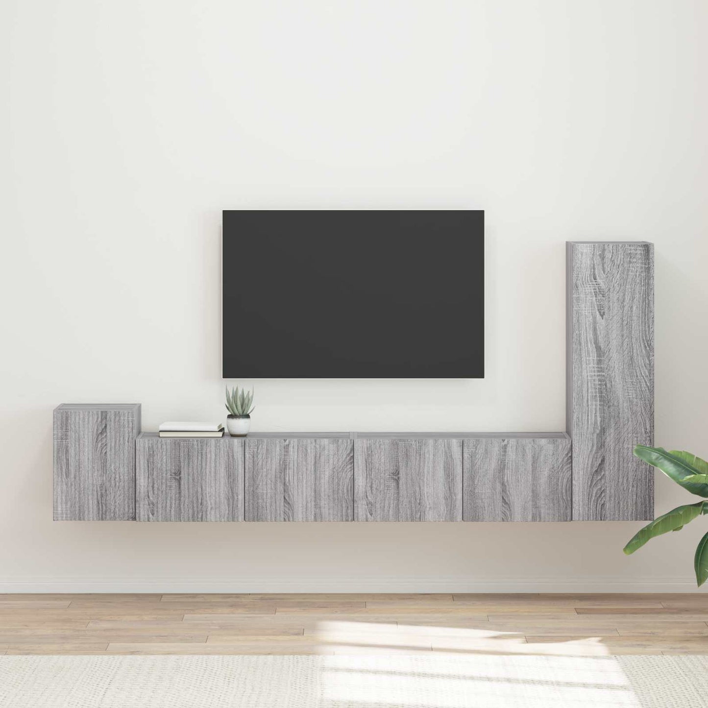 Tv-meubelset Wandgemonteerd 3 pcs Grijs Sonoma Bewerkt hout is nu te koop bij PeponiXL, paradijselijk wonen!