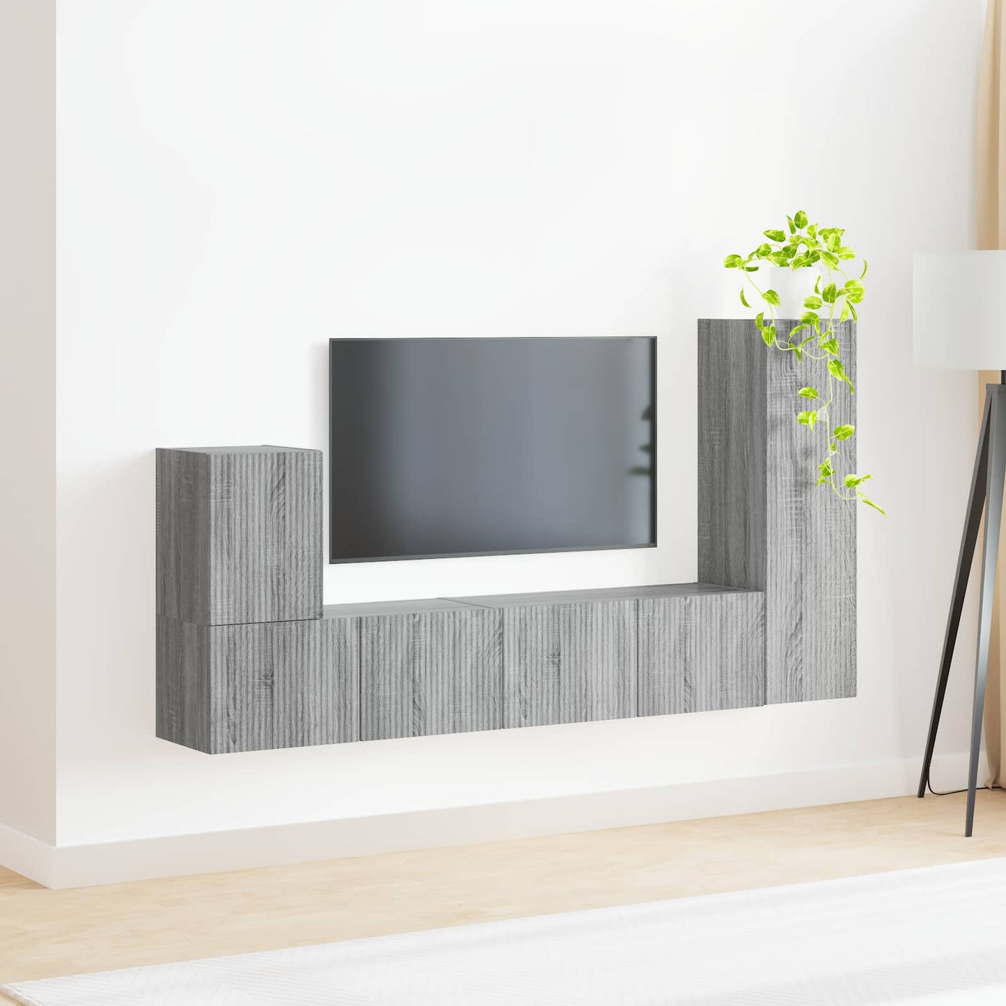 Tv-meubelset Wandgemonteerd 3 pcs Grijs Sonoma Bewerkt hout is nu te koop bij PeponiXL, paradijselijk wonen!