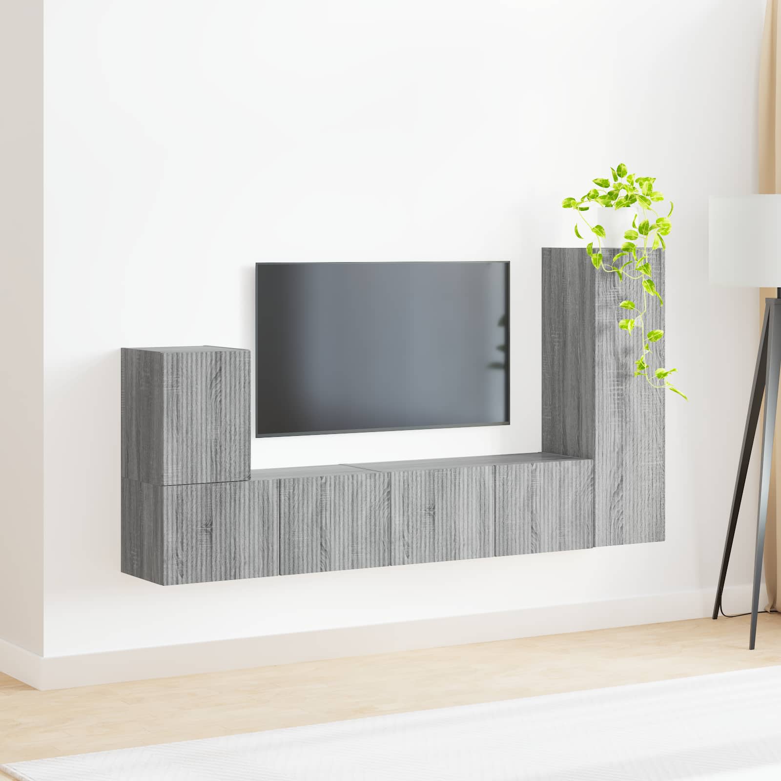 Tv-meubelset Wandgemonteerd 3 pcs Grijs Sonoma Bewerkt hout is nu te koop bij PeponiXL, paradijselijk wonen!