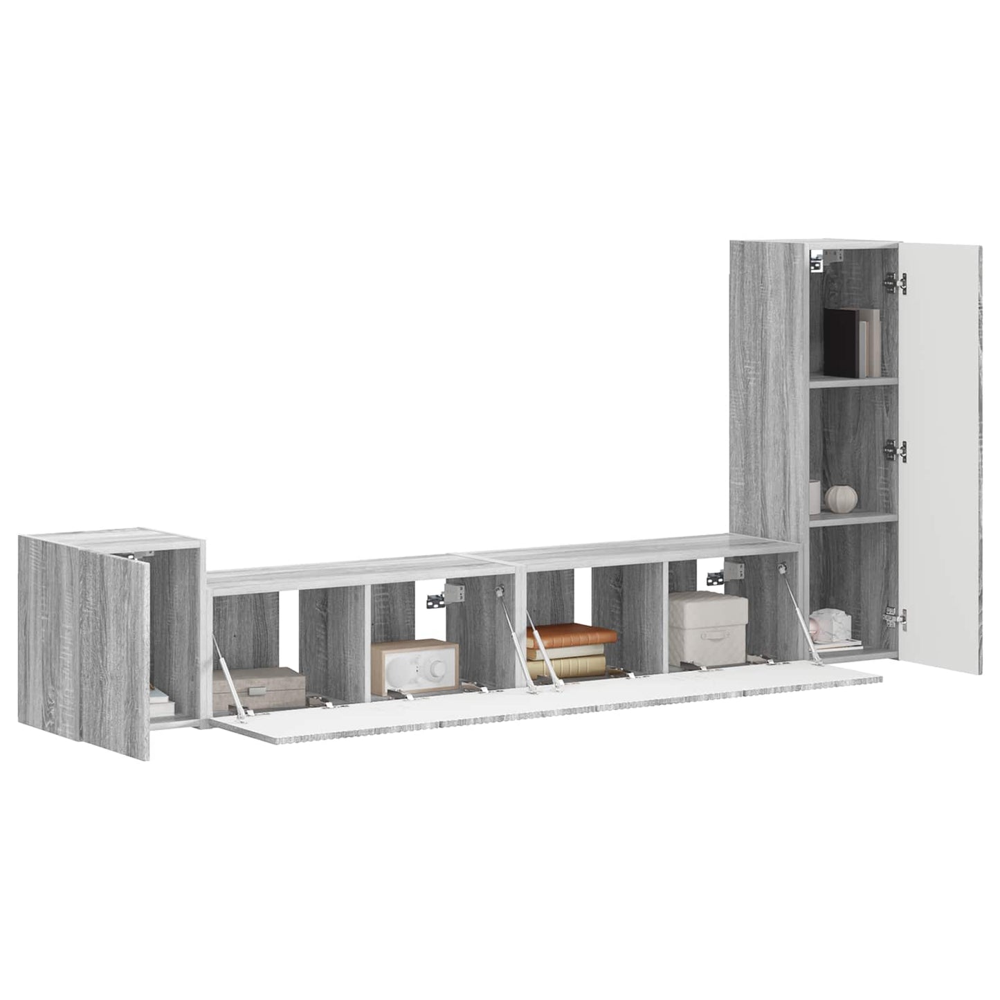 Tv-meubelset Wandgemonteerd 3 pcs Grijs Sonoma Bewerkt hout is nu te koop bij PeponiXL, paradijselijk wonen!