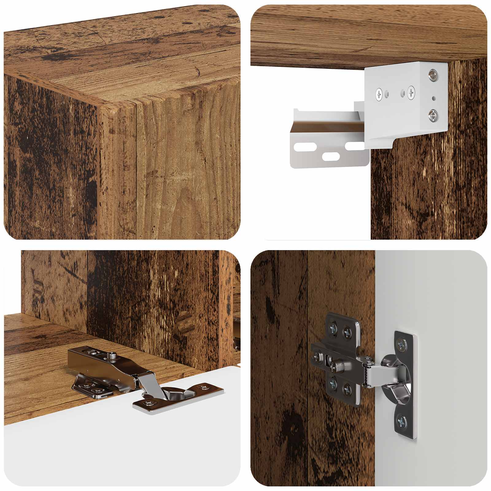 Tv-meubelset Wandgemonteerd 3 pcs Oudhout Bewerkt hout is nu te koop bij PeponiXL, paradijselijk wonen!
