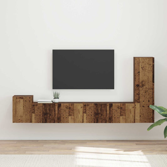 Tv-meubelset Wandgemonteerd 3 pcs Oudhout Bewerkt hout is nu te koop bij PeponiXL, paradijselijk wonen!