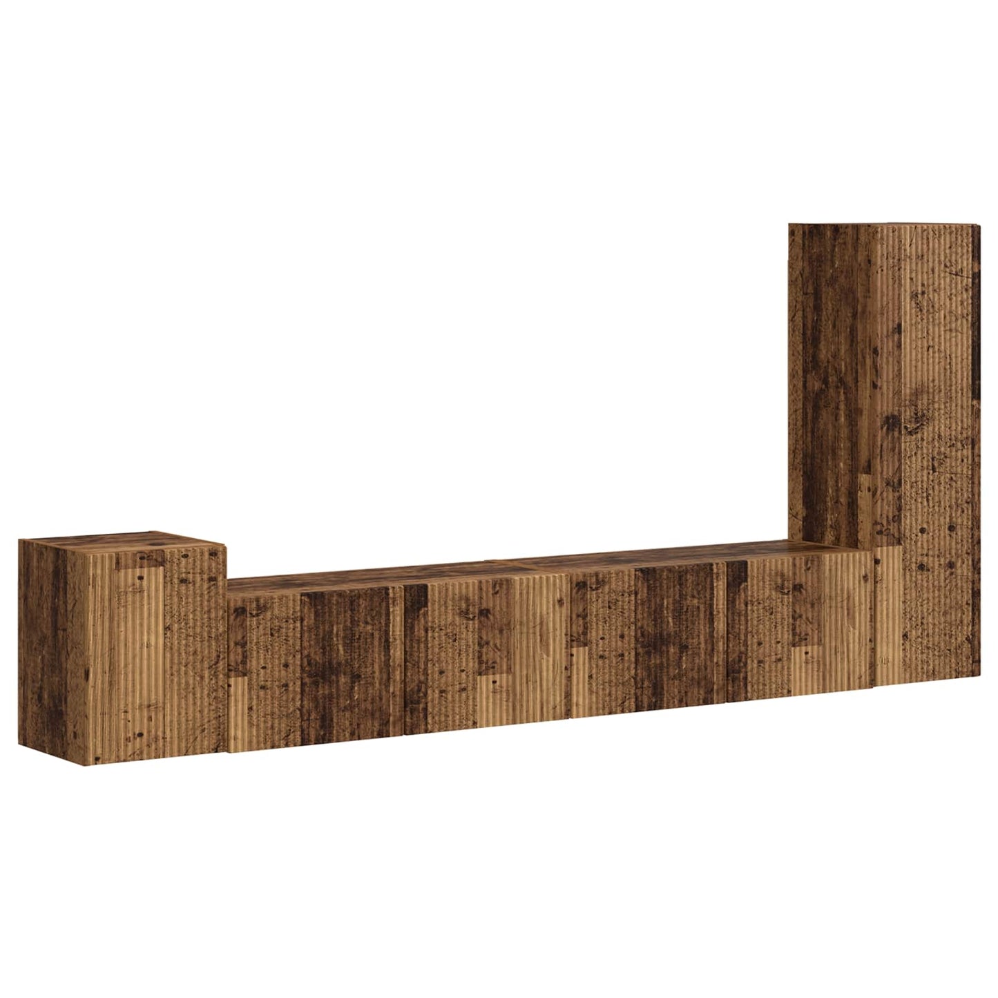 Tv-meubelset Wandgemonteerd 3 pcs Oudhout Bewerkt hout is nu te koop bij PeponiXL, paradijselijk wonen!