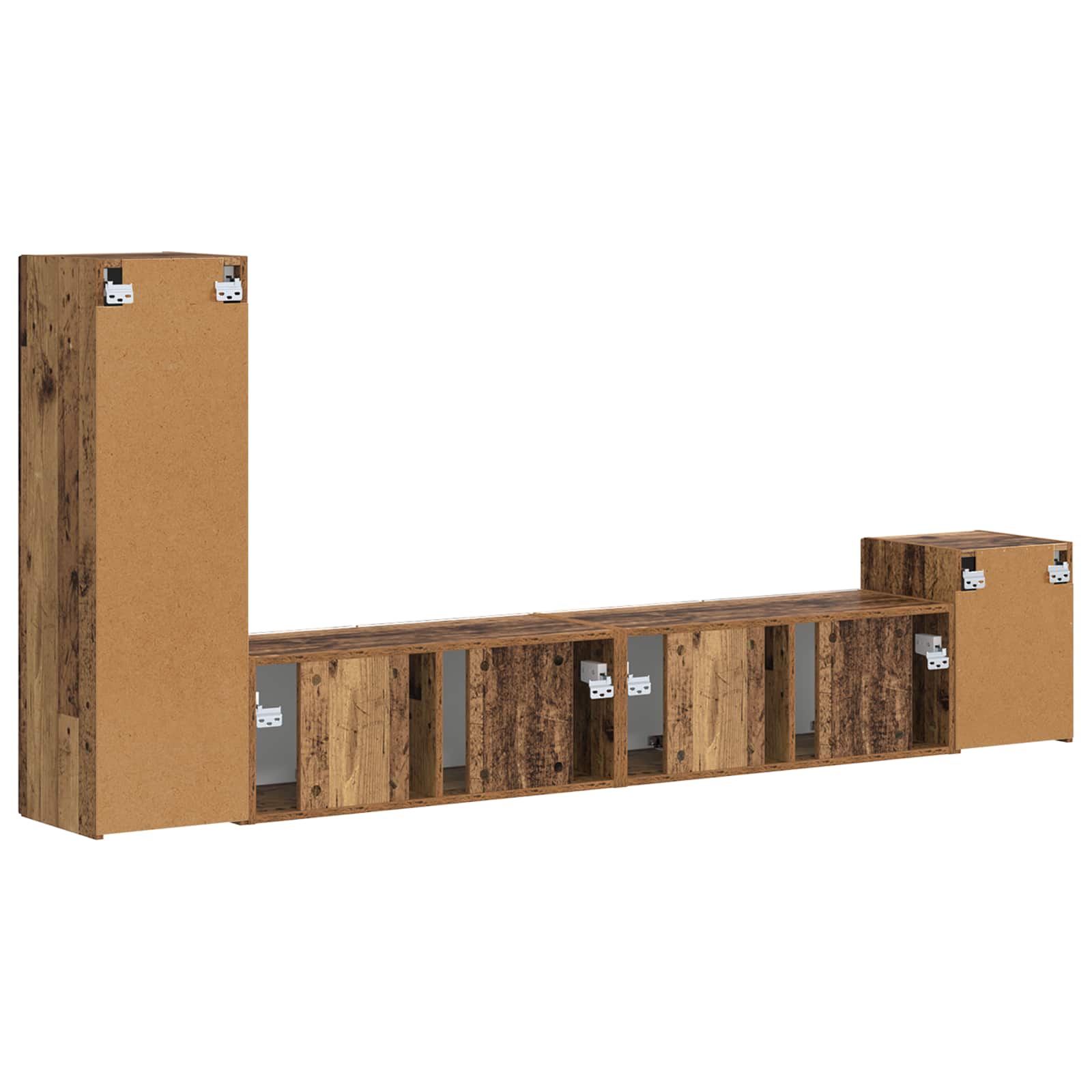 Tv-meubelset Wandgemonteerd 3 pcs Oudhout Bewerkt hout is nu te koop bij PeponiXL, paradijselijk wonen!