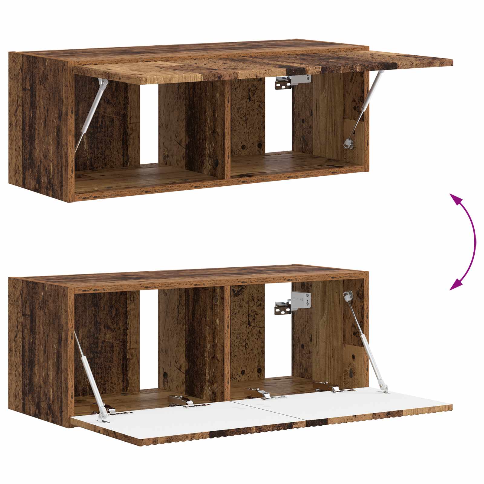 Tv-meubelset Wandgemonteerd 3 pcs Oudhout Bewerkt hout is nu te koop bij PeponiXL, paradijselijk wonen!