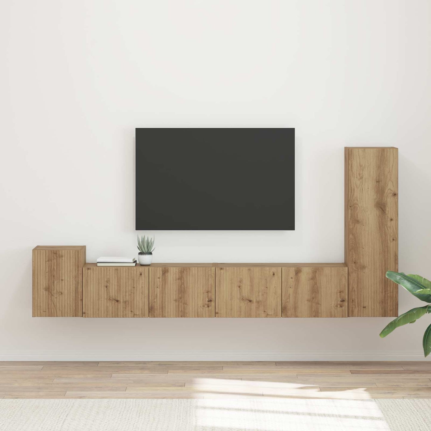 Tv-meubelset Wandgemonteerd 3 pcs Artisan Eiken Bewerkt hout is nu te koop bij PeponiXL, paradijselijk wonen!